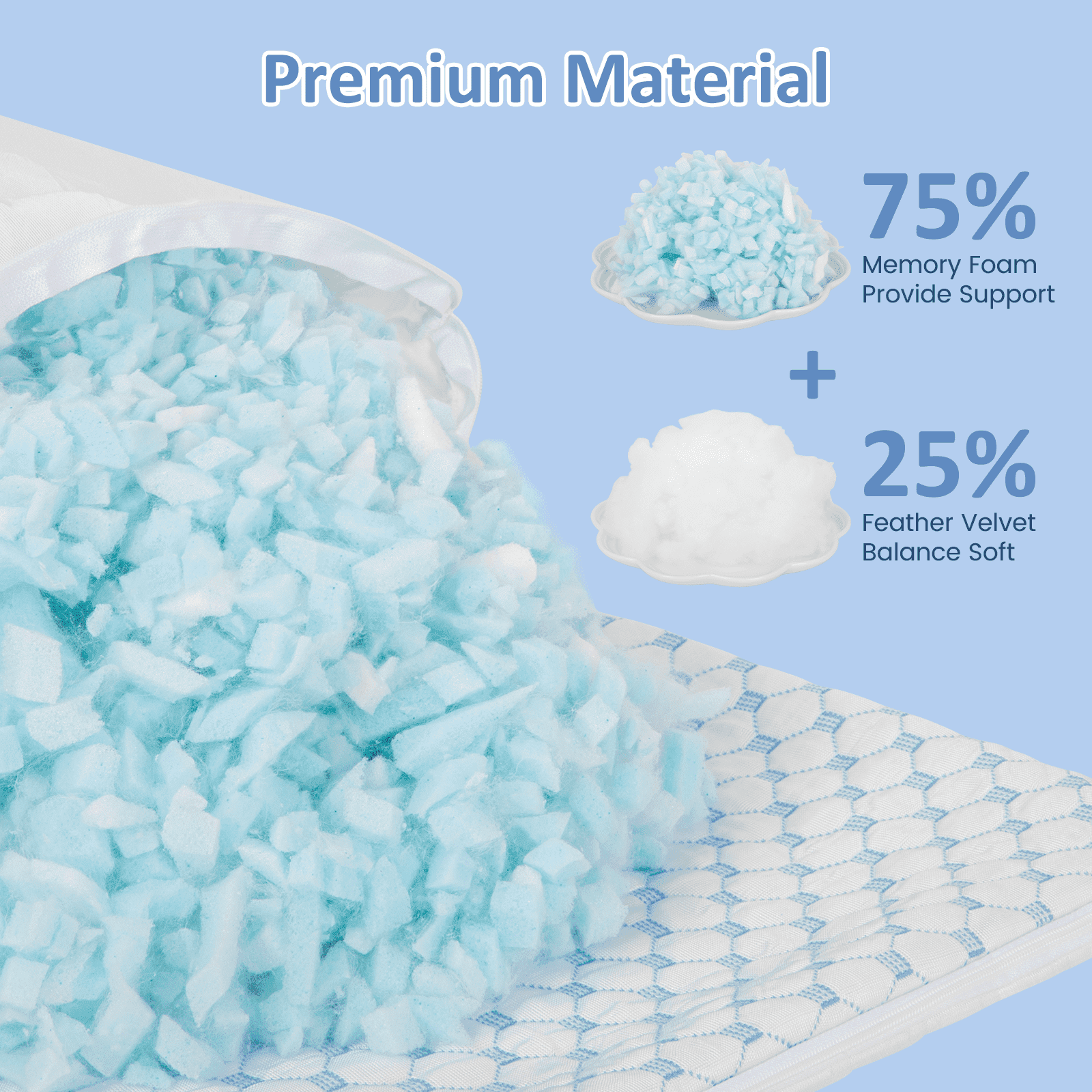 Fluffy Shredded 2 Pack Cooling Pillow for Sleeping, Memory Foam Pillows Cool Bed Pillows Hotel Reversible Pillow with Washable Remova... - Orthopedic Shredded Foam Bed Pillow Set Detail