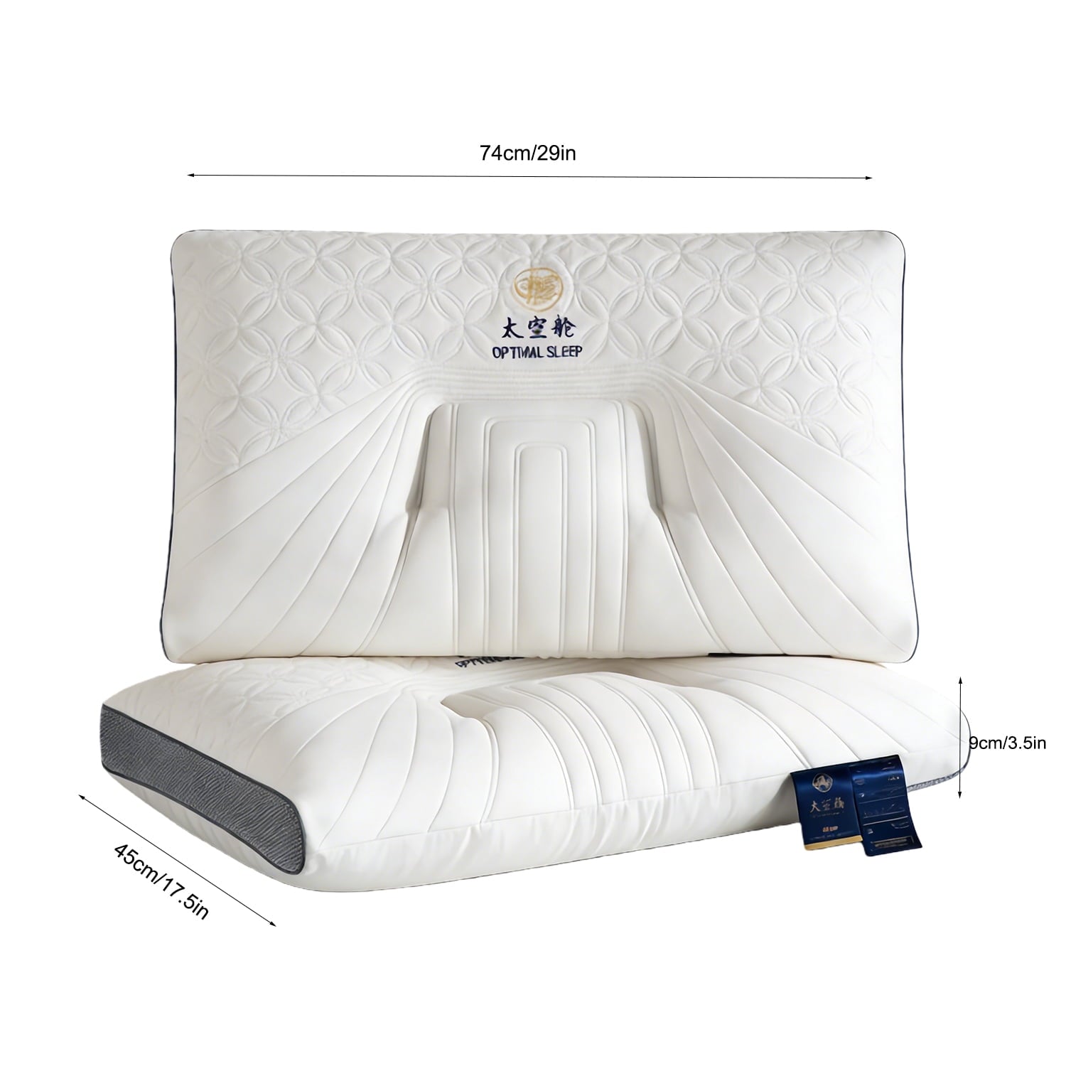 Orthopedic Support 2-Pack Space Capsule Bed Pillow (29.13" x 18.9") - Plush and Supportive - Orthopedic Shredded Foam Bed Pillow Set Detail