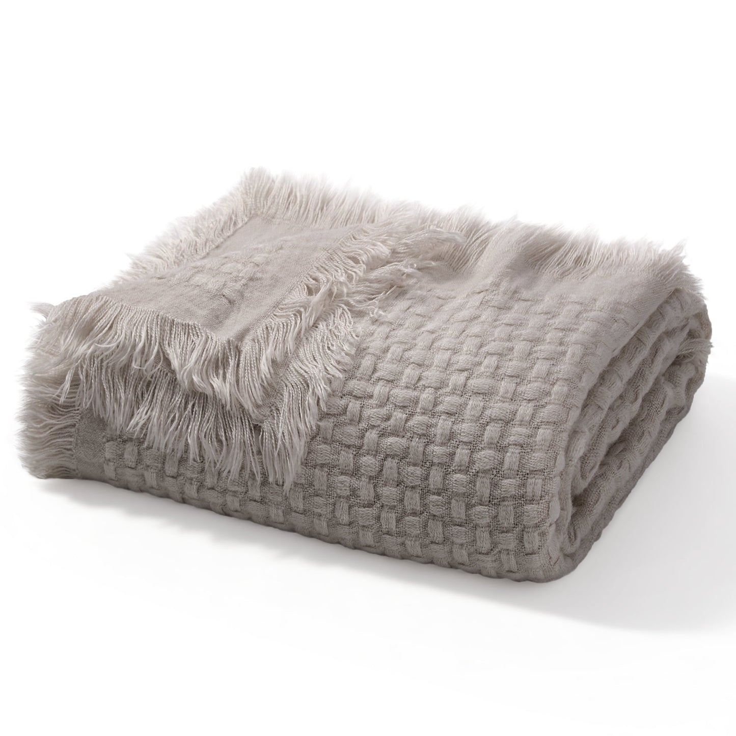 Super Soft Flannel Knitted Throw Blanket with Fringes for Couch, Soft and Warm Textured Throw for All Season, Lightweight Breathable Roo... - Cozy Fleece Throw Blanket for Couch & Bed Detail