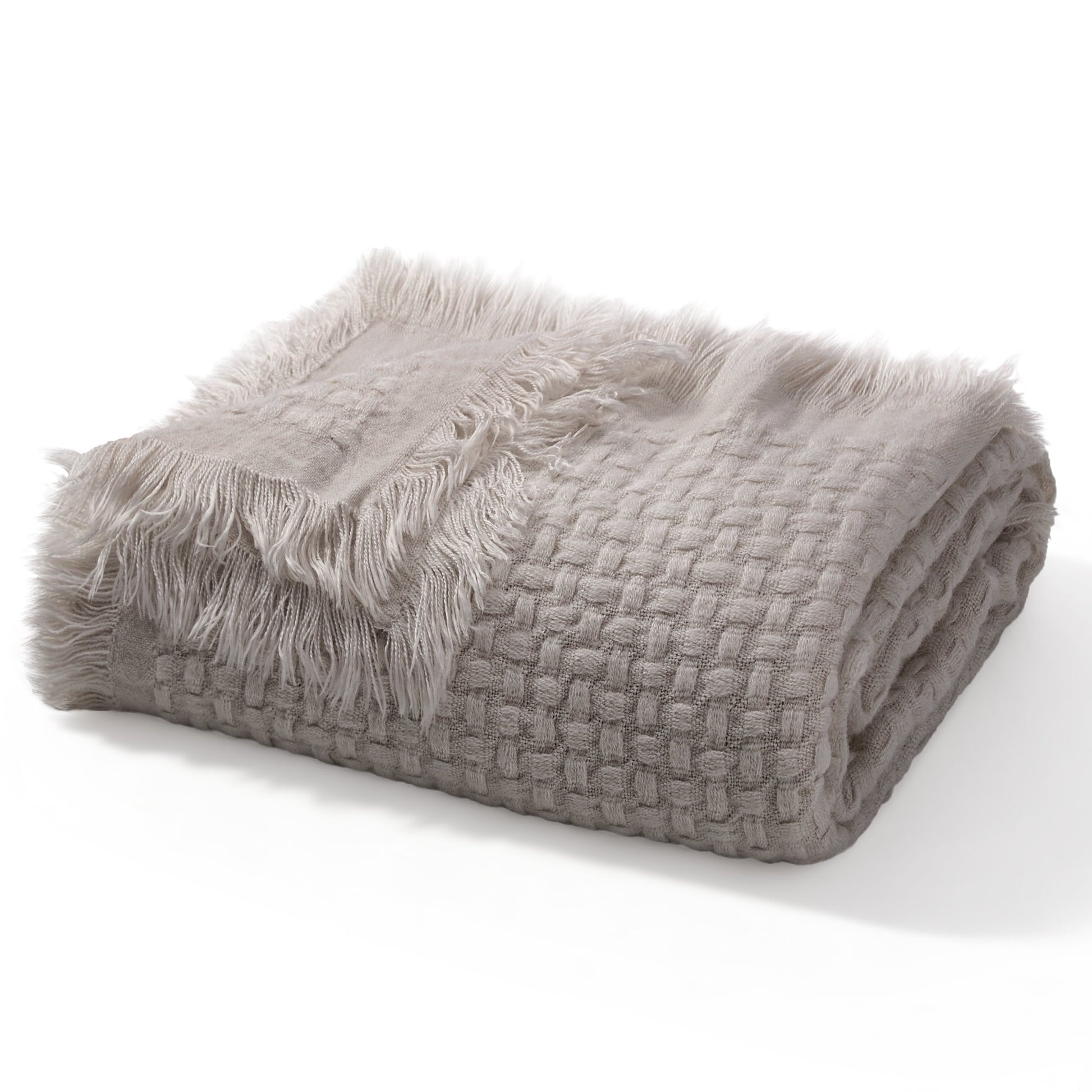 Super Soft Flannel Knitted Throw Blanket with Fringes for Couch, Soft and Warm Textured Throw for All Season, Lightweight Breathable Roo... - Cozy Fleece Throw Blanket for Couch & Bed Detail