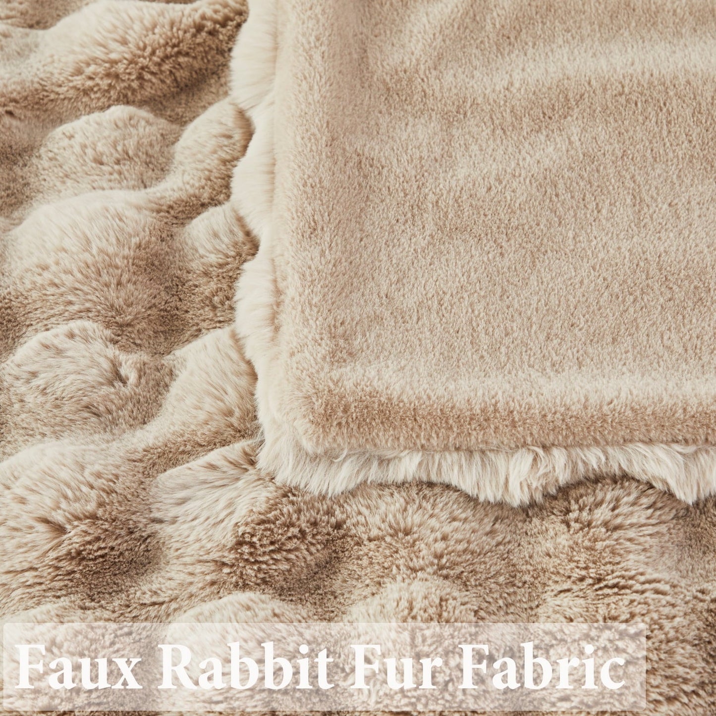 Lightweight Warm Taupe Faux Fur Bubble Blankets for Couch Chair Sofa Luxury Fluffy Thick Bubble Throw Blanket Furry Blanket Fuzzy Soft... - Luxury Knitted Decorative Throw Blanket with Fringes Detail