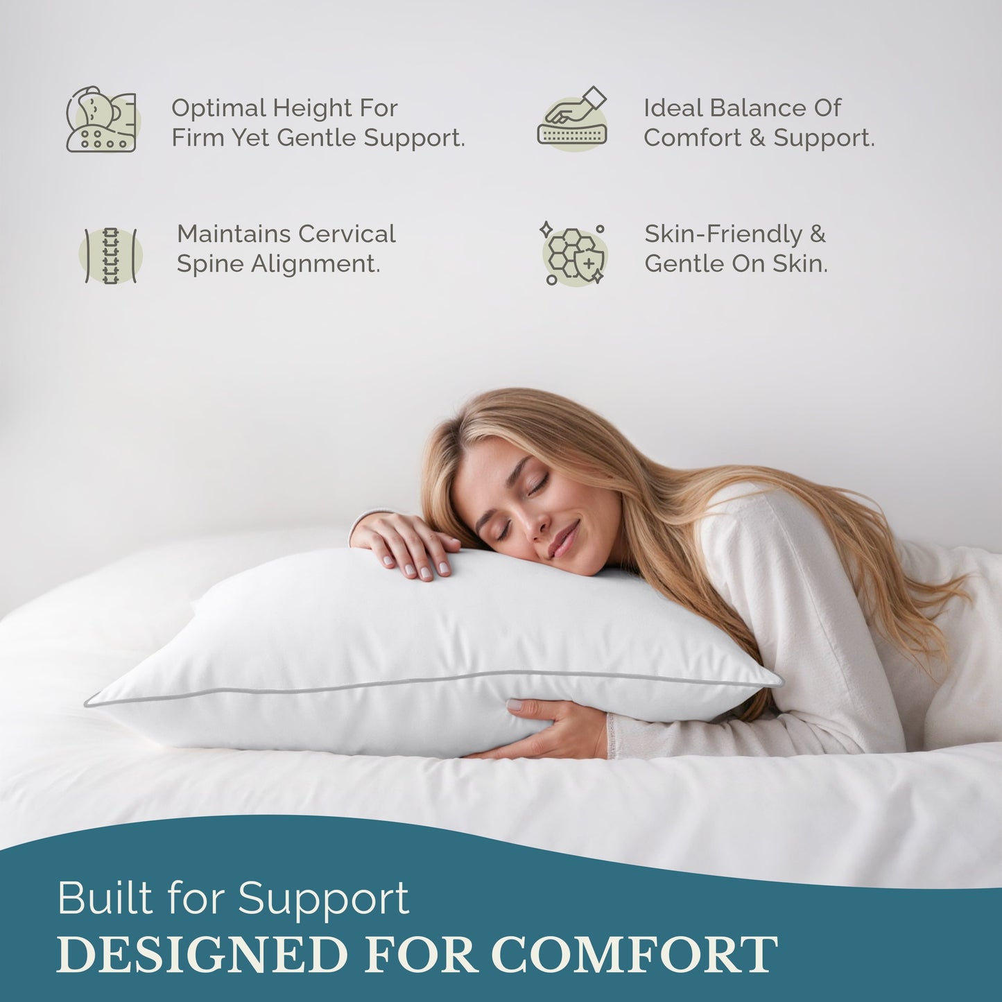 Ergonomic Memory Foam Pillows Standard Size Set of 2 – Standard Pillow, Cooling Comfort, Breathable, Easy Care Machine Washable, Perfect fo... - Hotel Quality Plush Sleeping Pillows Detail