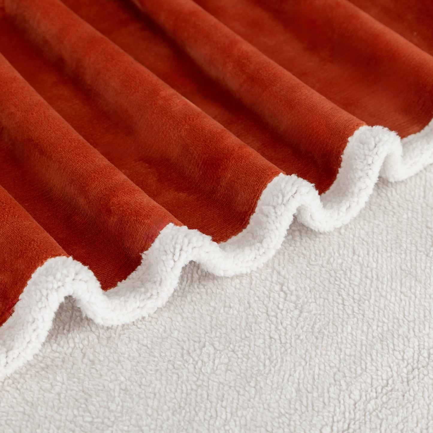 Decorative Knitted Reversible Printed Velvet Plush and Hampshire Faux Shearling Soft Throw Blanket, Standard Size, Auburn Sun - Lightweight Plush Warm Blanket for All Seasons Detail