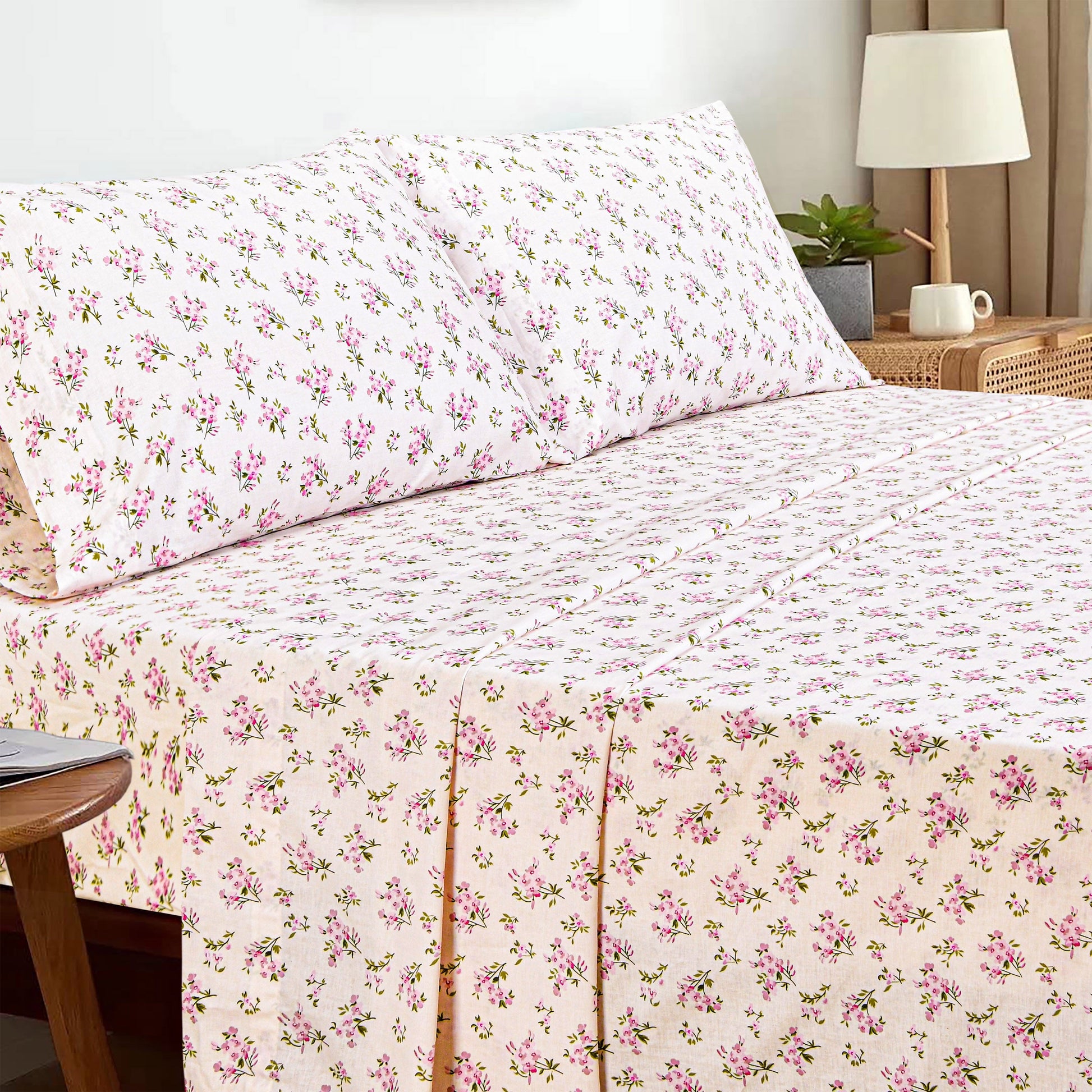 Premium Egyptian Cotton 100% Cotton Full Size Bed Sheets Set with Deep Pockets, Cozy Percale sheets with Elastic Fitted Sheet Set Ultra Soft ... - Cooling Hotel Quality Bedding Sheets and Pillowcases Detail