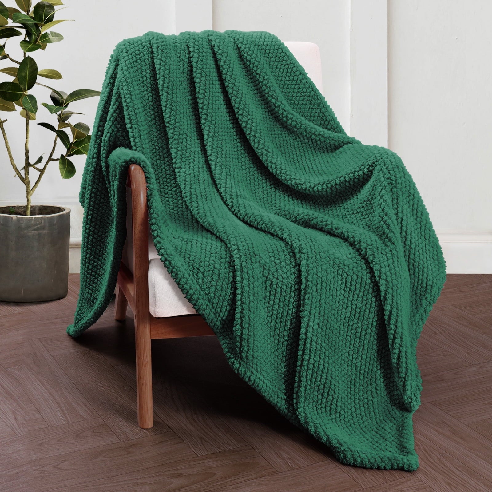 Decorative Knitted Fuzzy Fleece 50"x70" Throw Blanket for Couch, Fluffy Warm Soft Jacquard Blankets for Fall Winter, Lightweight and Coz... - Cozy Fleece Throw Blanket for Couch & Bed Detail