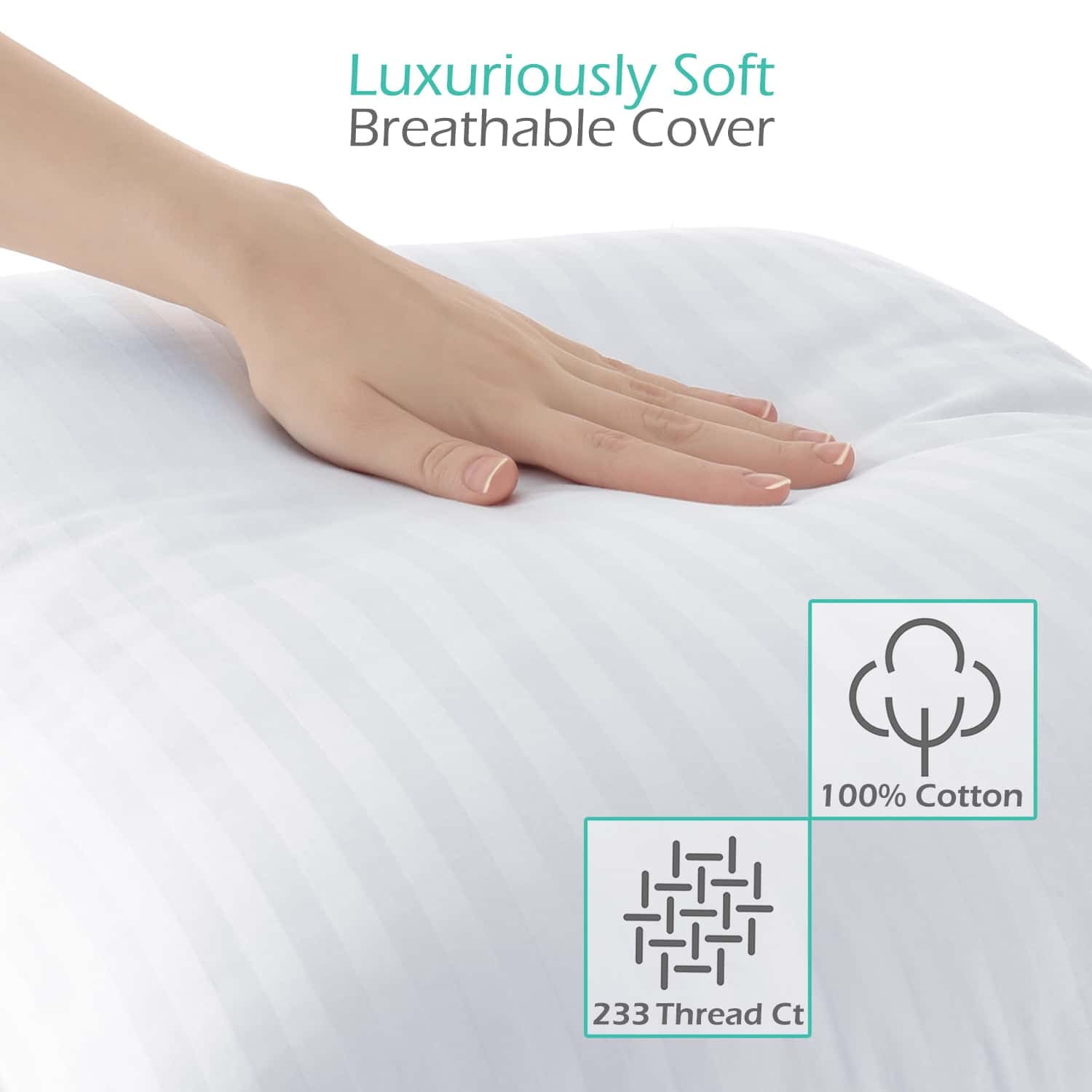 Fluffy Shredded Down Alternative Pillow, Stanard/Queen Pillows for Bed, Soft Supportive Hotel Quality Pillows - Orthopedic Shredded Foam Bed Pillow Set Detail