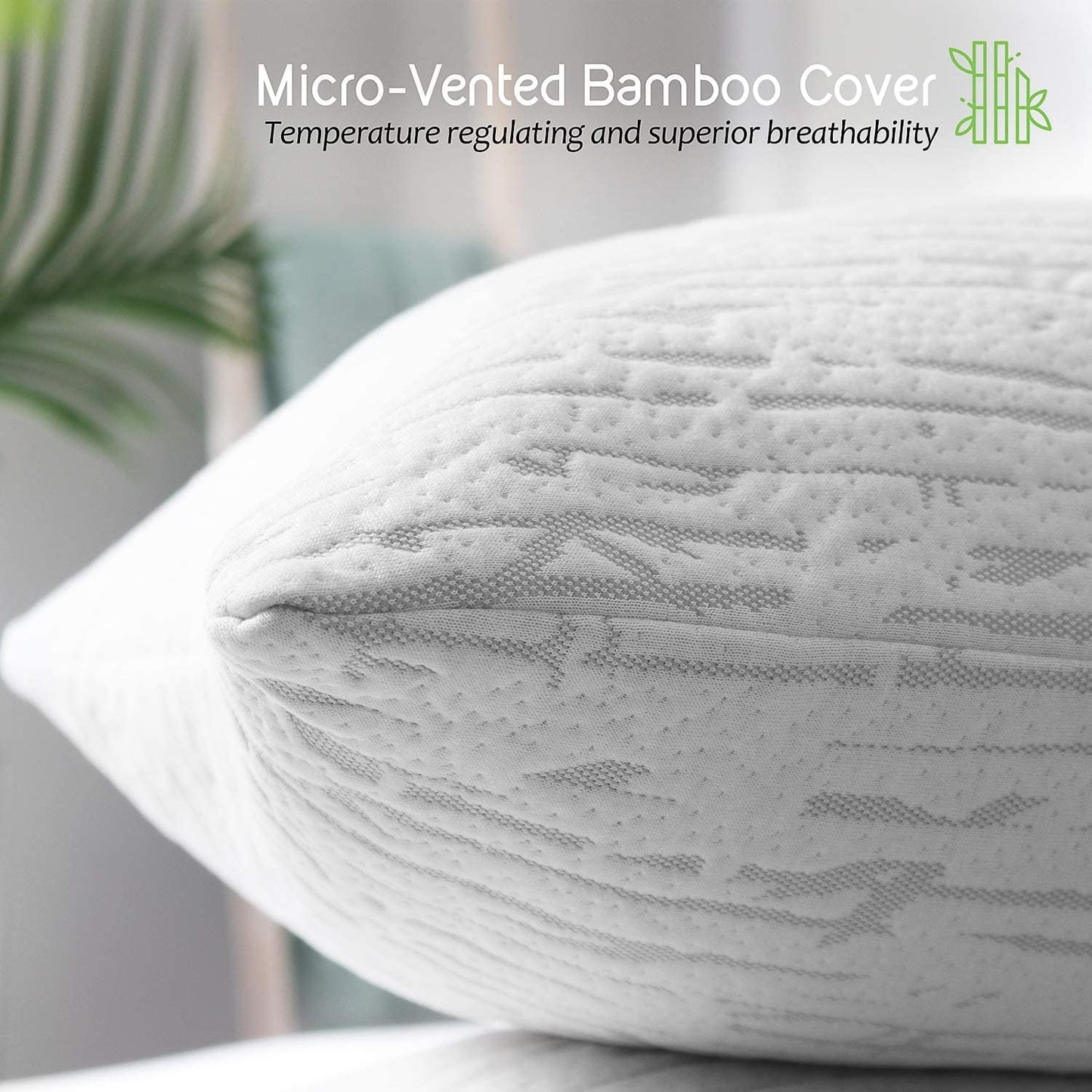 Orthopedic Support Bed Pillow, Bamboo Pillows for Bed, Queen Size Pillows - Decorative Throw Pillow Cushion for Sofa & Bed Detail