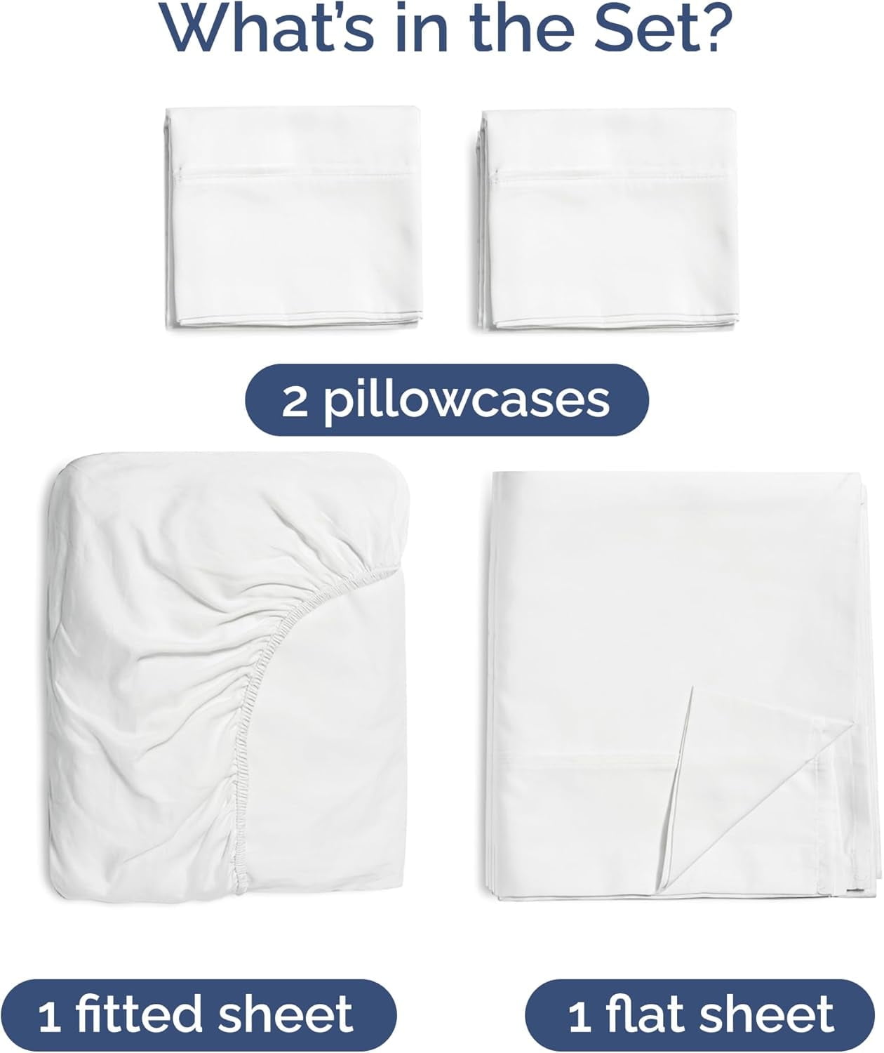 Premium Egyptian Cotton 4-Piece Luxury Bamboo Cooling Sheet Set - Queen Size 100% Bamboo Derived Rayon Premium Bed Sheets, White - Luxury Bed Sheet Set with Deep Pockets Detail