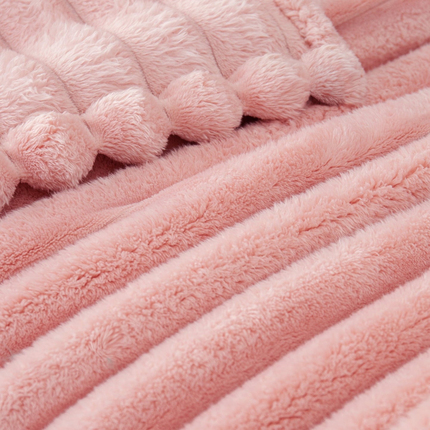 Super Soft Flannel Fleece Throw Blanket for Couch, Super Soft 3D Striped Jacquard Blanket, Lightweight Fuzzy Cozy Blankets, Pink, 50"x60" - Super Soft Reversible Sherpa Flannel Blanket Detail