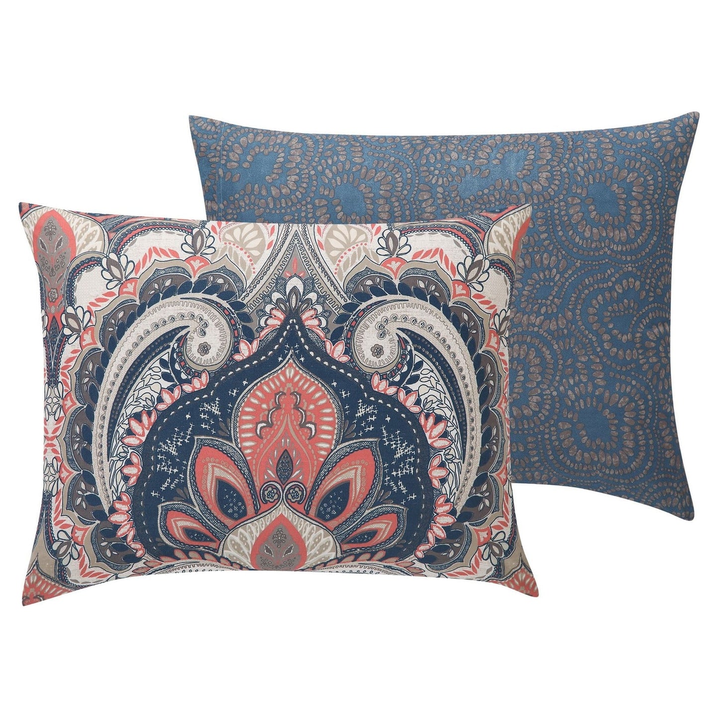 Hypoallergenic Cloud Casa Real 5-Piece Coral Damask Reversible Comforter Set, King, Adult, Unisex - Luxurious Quilted Duvet Cover Set Detail