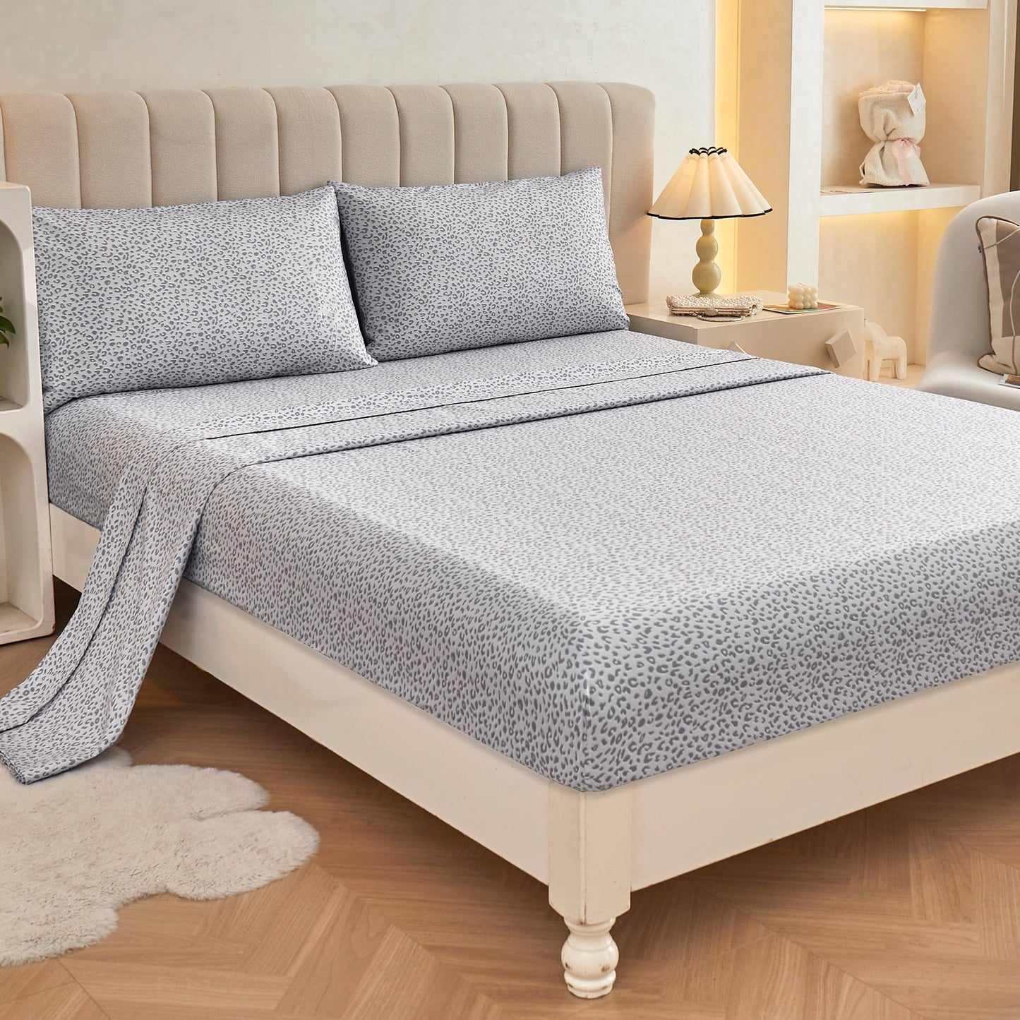 Wrinkle-Resistant Floral King Sheets, Soft Breathable Microfiber Printed Bed Sheet Set, Deep Pocket Non-Slip Fitted Sheet Included - Luxury Bed Sheet Set with Deep Pockets Detail