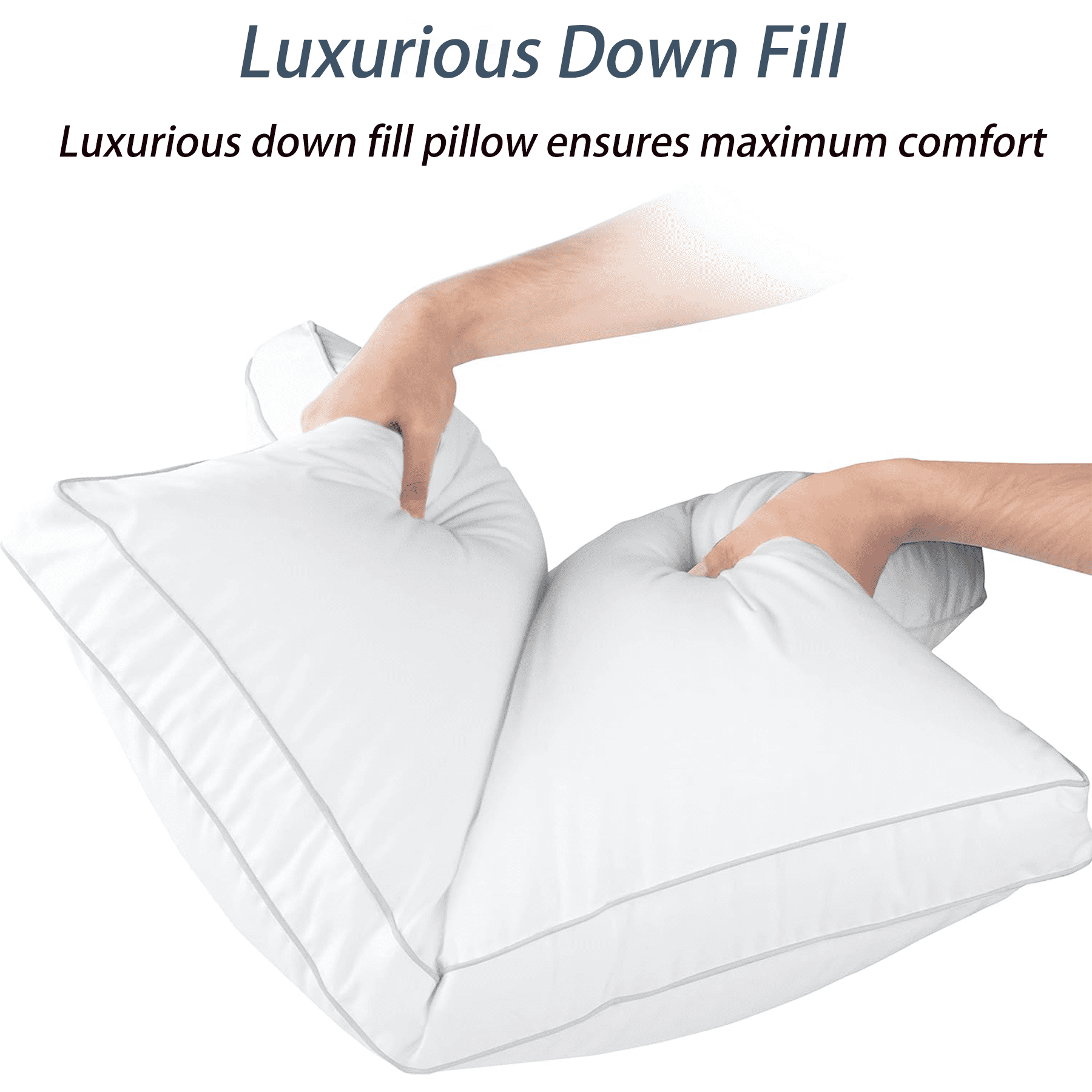 Orthopedic Support Goose Feather & Down Pillow King Size 20"x36" – Hotel Quality Bed Pillow for Sleeping, 100% Organic Cotton Cover, Hyp... - Orthopedic Shredded Foam Bed Pillow Set Detail