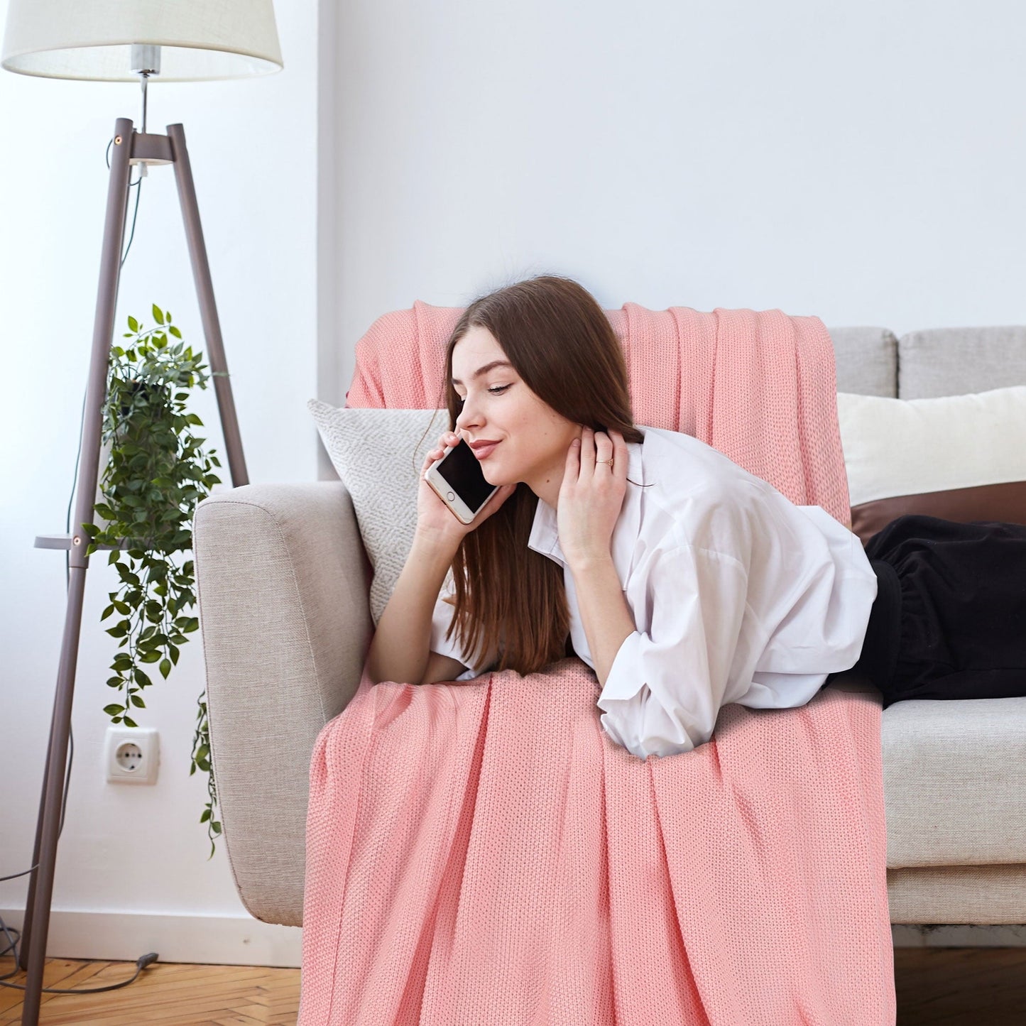 Reversible Sherpa Pure Cotton Soft Cable Knit Throw Blanket Pink 50" x 70" - Luxury Knitted Decorative Throw Blanket with Fringes Detail