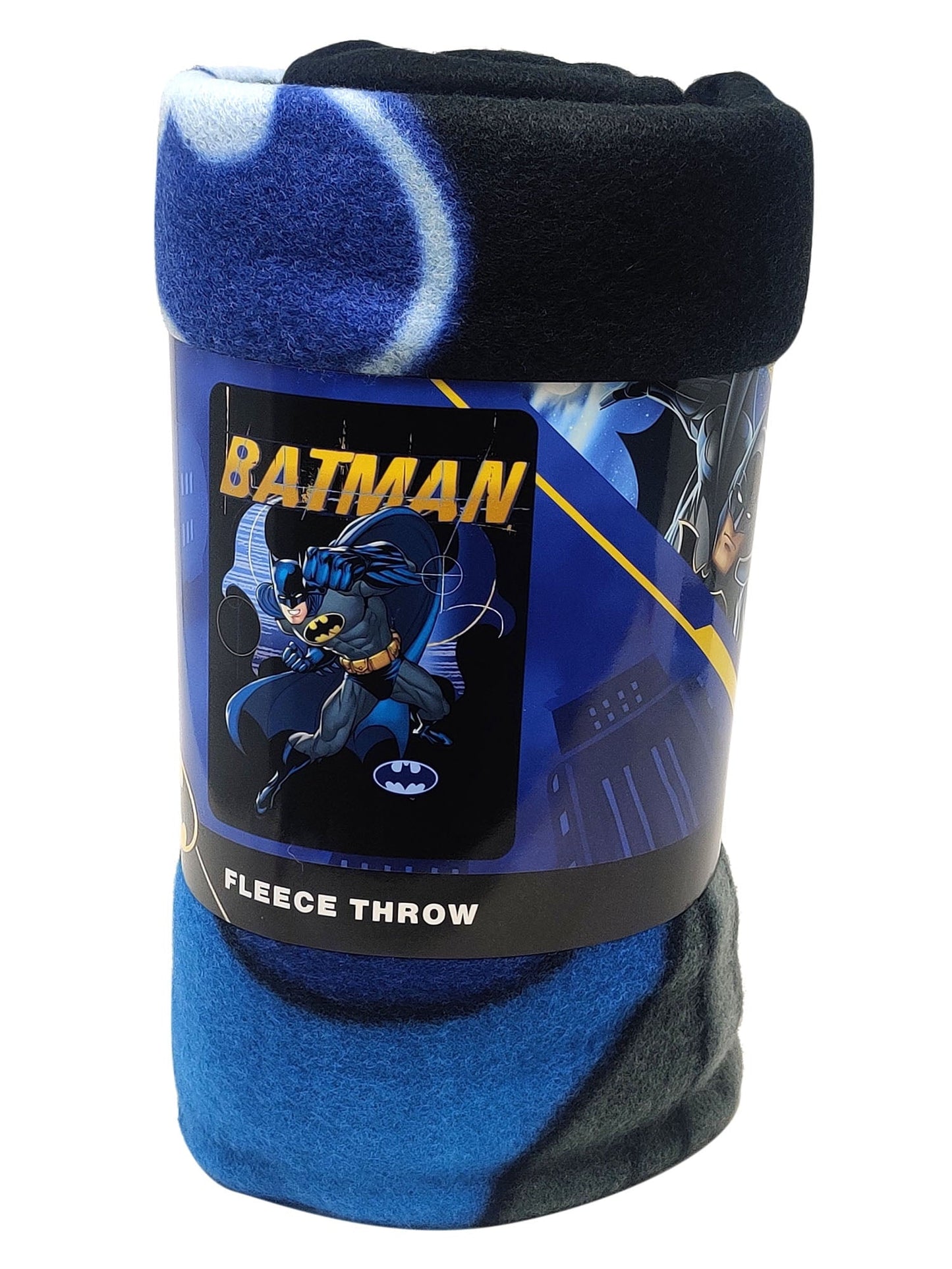 Reversible Sherpa Throw Blanket 45" x 60" Dark Knight Superhero - Luxury Knitted Decorative Throw Blanket with Fringes Detail