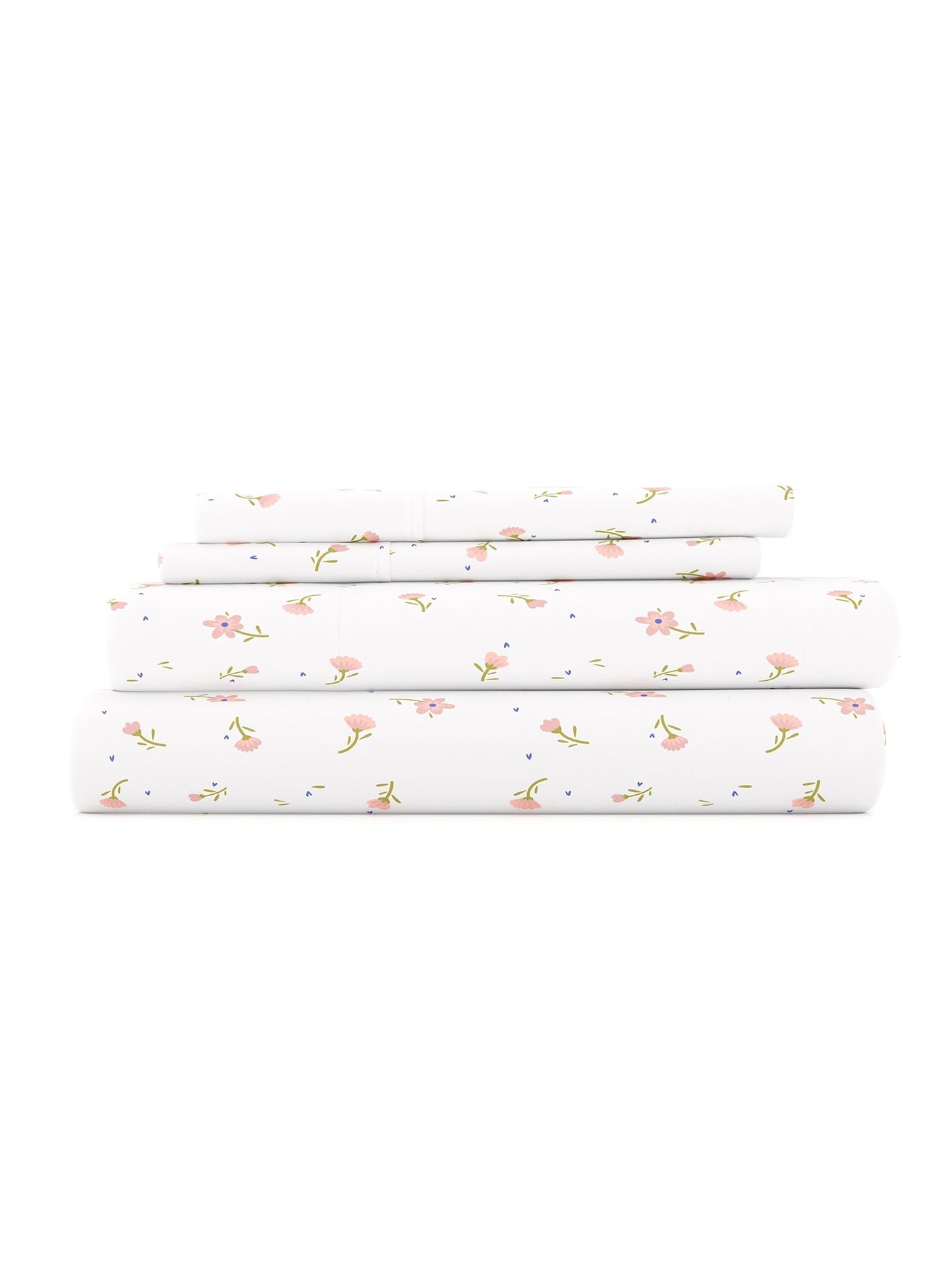 Breathable Luxury Ultra Soft & Breathable Wrinkle Free Bed Sheets Set - Floral Pink Farmhouse Patterned for Twin Size Bedding - Breathable Egyptian Cotton Flat & Fitted Sheets Detail
