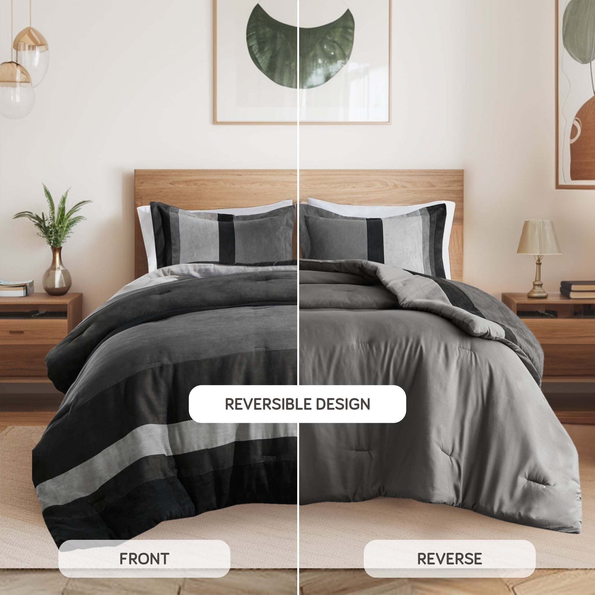 Hypoallergenic Cloud Twin/Twin XL Comforter Set Black, 2 Pieces Faux Suede Comforters Twin/Twin XL Size, Pieced Bedding Comforters Sets, C... - Hypoallergenic Ultra-Fluffy Quilt for Winter Detail