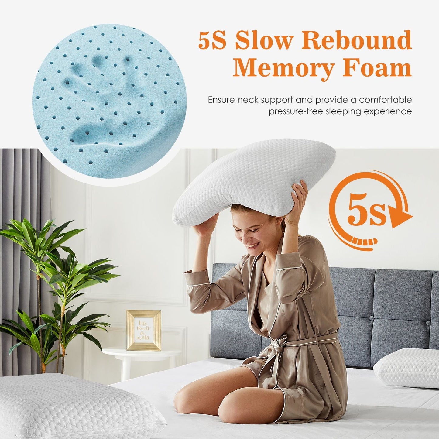 Hotel Collection Memory Foam Pillow, Standard Size Pillows for Sleeping, Bed Pillow Soft and Comfortable, 1 Pack - Hotel Quality Plush Sleeping Pillows Detail