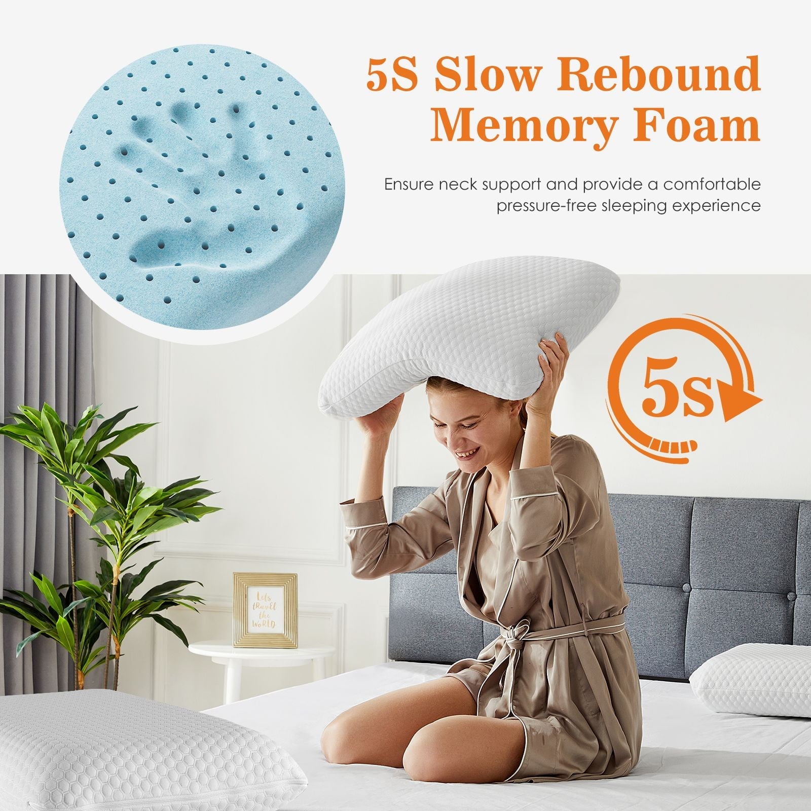 Hotel Collection Memory Foam Pillow, Standard Size Pillows for Sleeping, Bed Pillow Soft and Comfortable, 1 Pack - Hotel Quality Plush Sleeping Pillows Detail