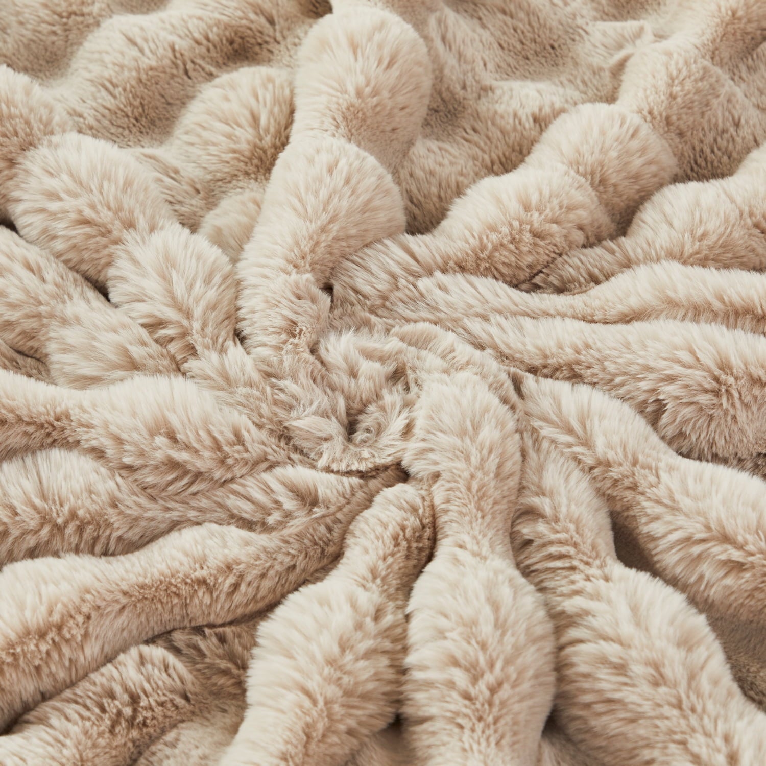 Lightweight Warm Taupe Faux Fur Bubble Blankets for Couch Chair Sofa Luxury Fluffy Thick Bubble Throw Blanket Furry Blanket Fuzzy Soft... - Luxury Knitted Decorative Throw Blanket with Fringes Detail