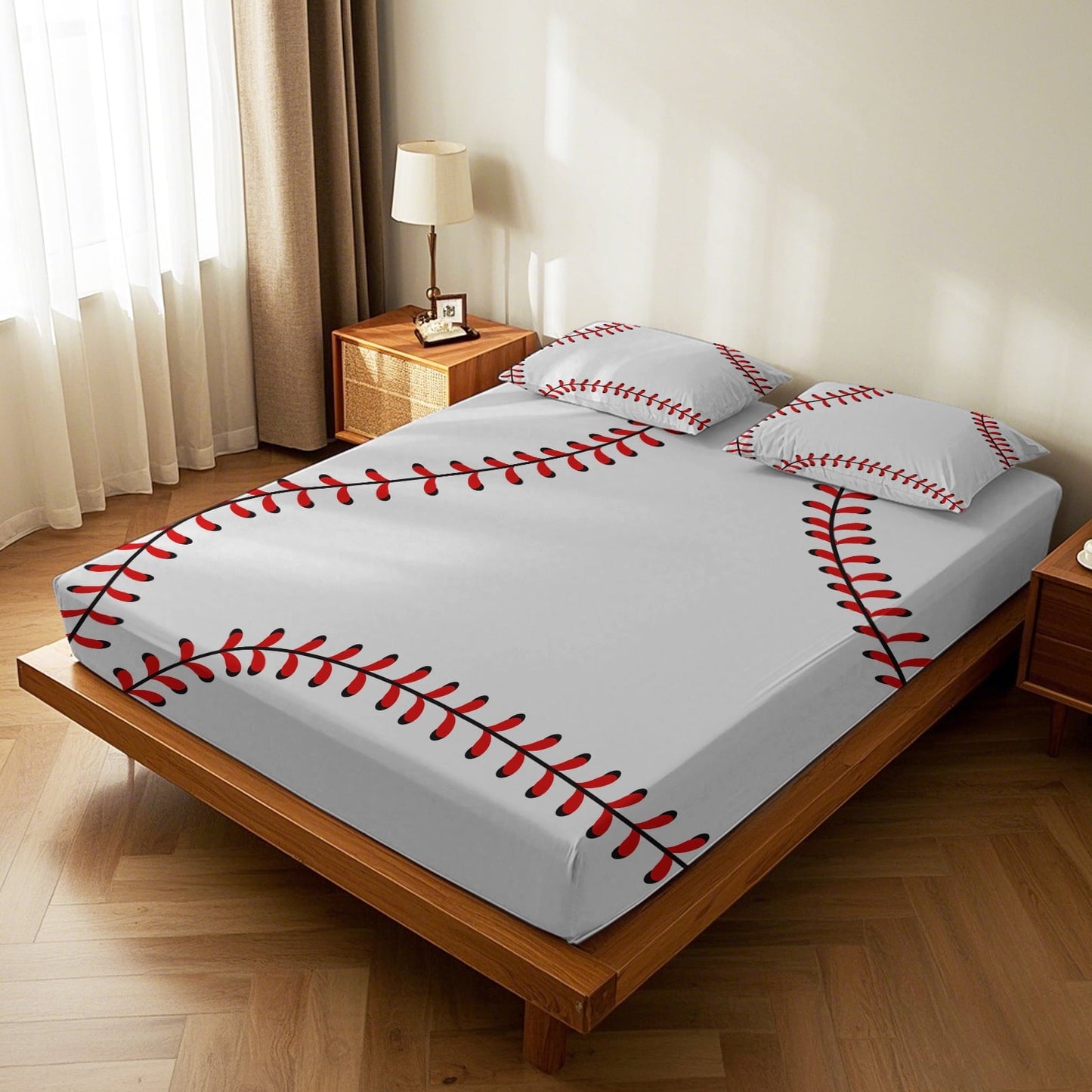 Premium Egyptian Cotton Baseball Sheet Set Sports Theme Bedding Set for Kids 3D Baseball Pattern Bed Sheets Baseball Games Bed Sheet Set Room... - Premium Ultra-Soft Pillowcase Pair for Sleeping Detail