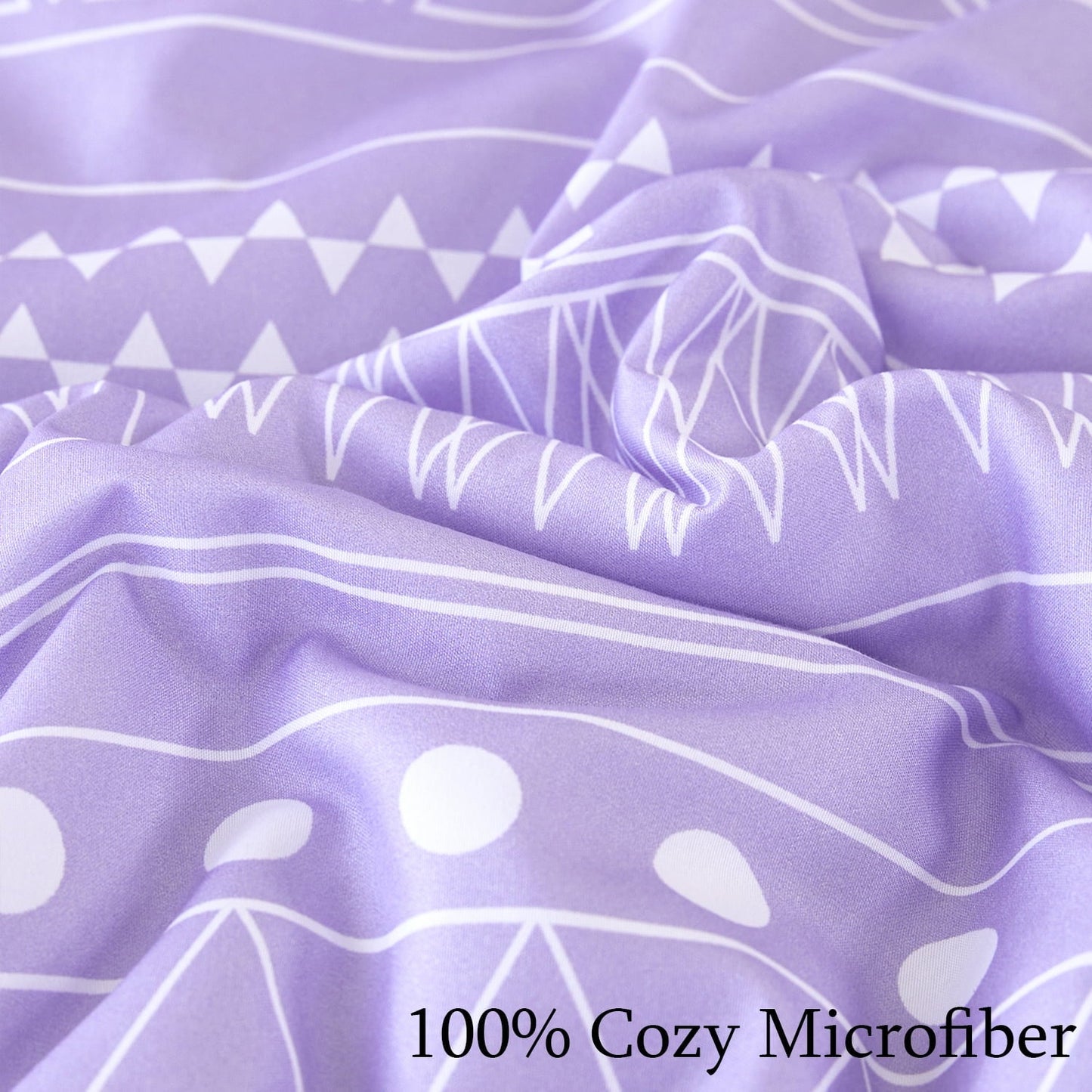 Luxurious Quilted 8-Pieces Boho Bedding Set Full Lavender Striped Bed in a Bag for Girls Women Soft Fluffy Purple Comforter Set with Sh... - Luxurious Quilted Duvet Cover Set Detail