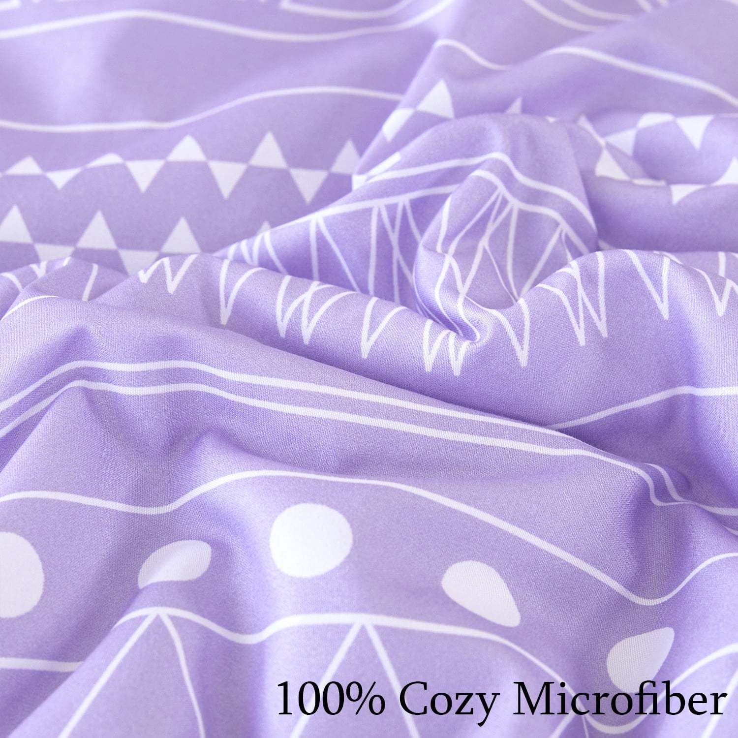 Luxurious Quilted 8-Pieces Boho Bedding Set Full Lavender Striped Bed in a Bag for Girls Women Soft Fluffy Purple Comforter Set with Sh... - Luxurious Quilted Duvet Cover Set Detail