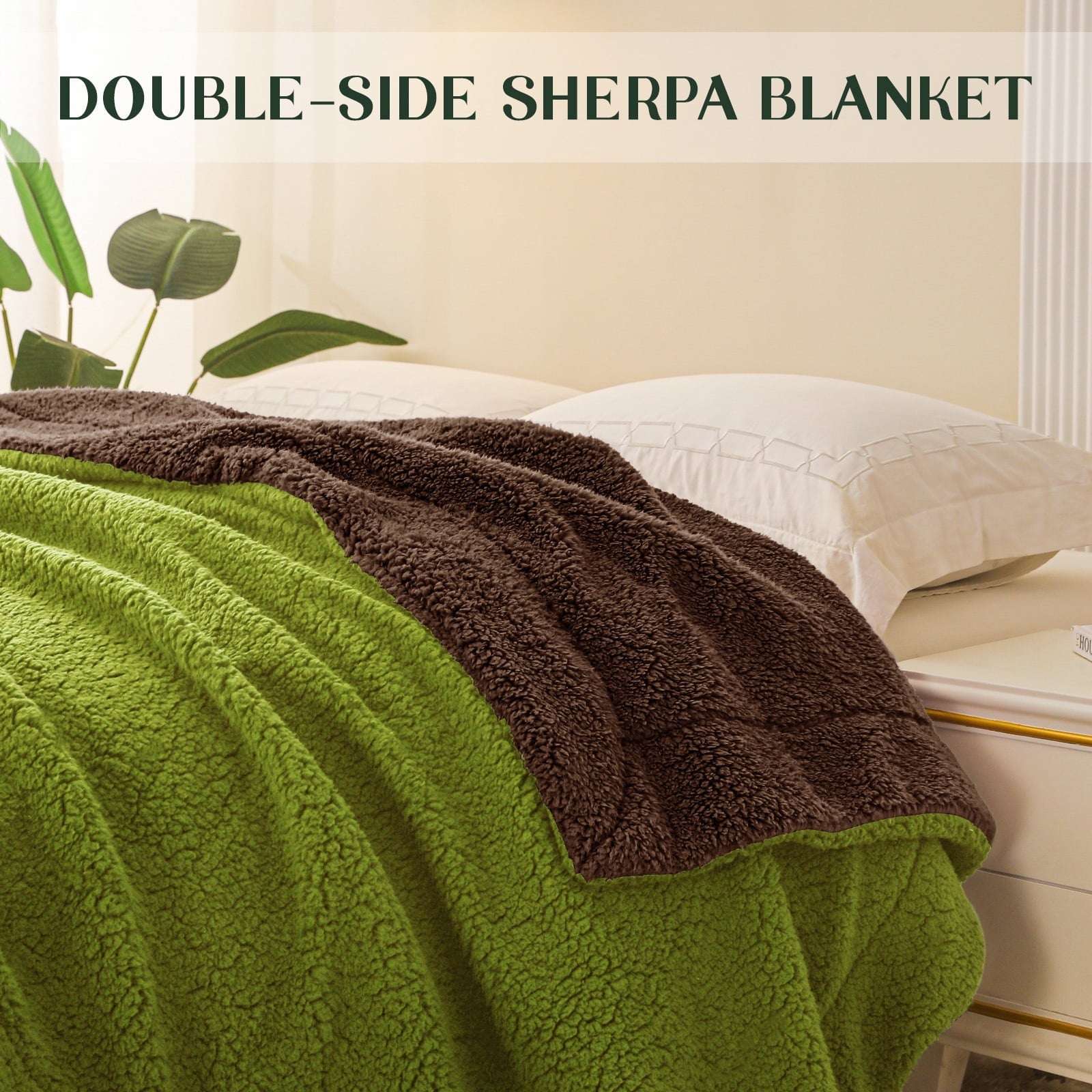 Decorative Knitted Reversible Sherpa Fleece Throw Blanket for Couch, Soft Plush Blanket for Bed Sofa, Warm Fluffy Blankets for All Seaso... - Super Soft Reversible Sherpa Flannel Blanket Detail