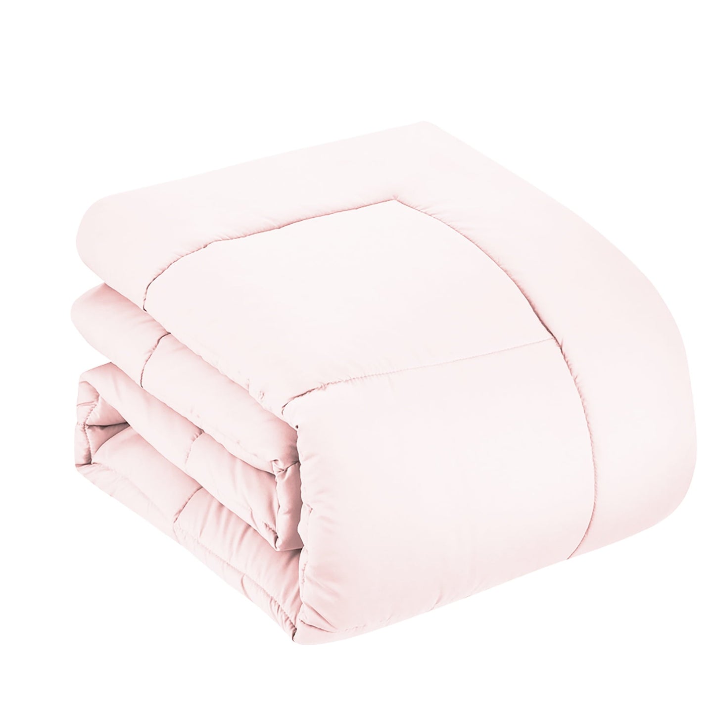 Fluffy Down Alternative Supreme 7 Piece Bed-In-A-Bag All Season Solid Comforter & Sheet Set, Full, Pale Pink - Cloud-Like Soft Lightweight Bed Comforter Detail