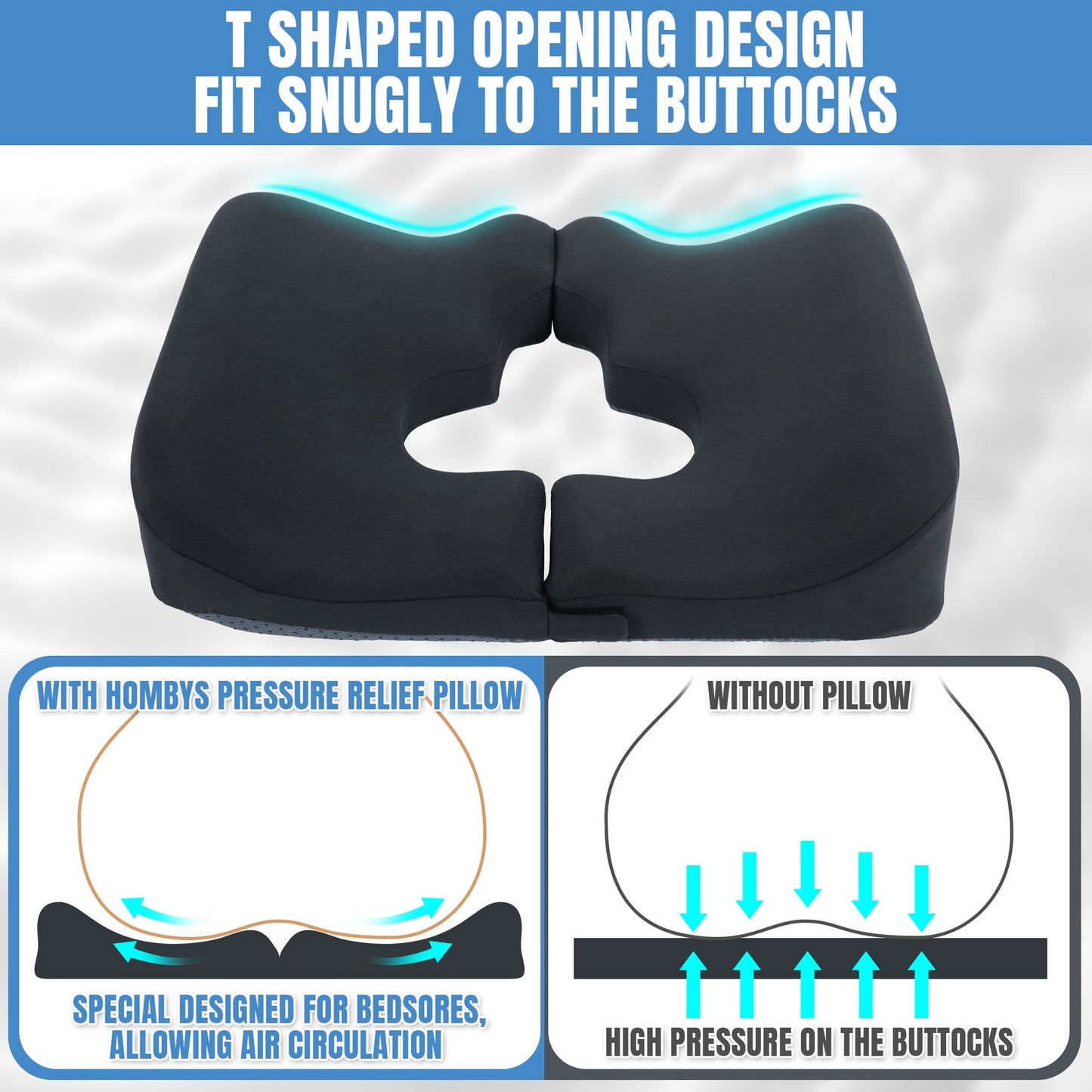Ergonomic Memory Foam Memory Foam Bed Sore Cushions for Butt, Bedsore Pressure Relief Pillow for Sleeping and Sitting,Cushion for Bed Sores... - Orthopedic Shredded Foam Bed Pillow Set Detail