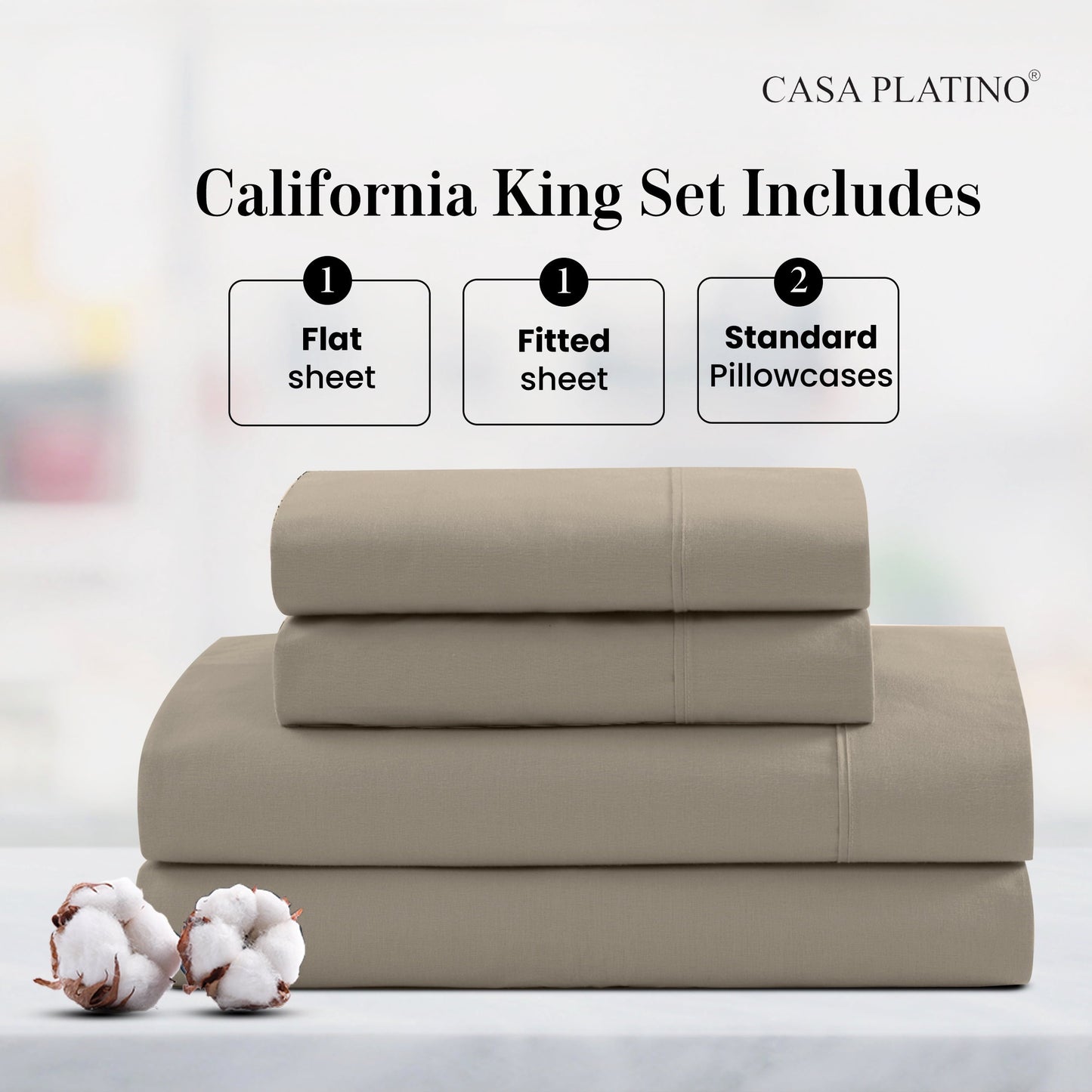 Premium Egyptian Cotton 100% Cotton Sheets Set – 4 Piece Cal King Bed Sheet, Soft & Comfy All Season Breathable Percale Weave, 15” Snug Fit D... - Premium Ultra-Soft Pillowcase Pair for Sleeping Detail