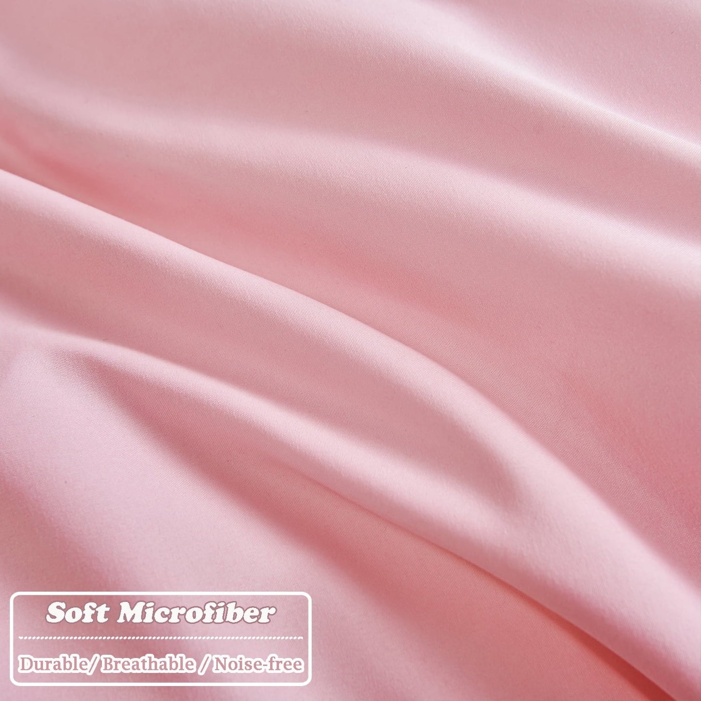 All-Season Pink Full Size Comforter Set Pom Fringe 3 Pcs Boho Chic Cute Ball Pom Blush Bedding Set Cali Soft Lightweight Solid B... - Cloud-Like Soft Lightweight Bed Comforter Detail