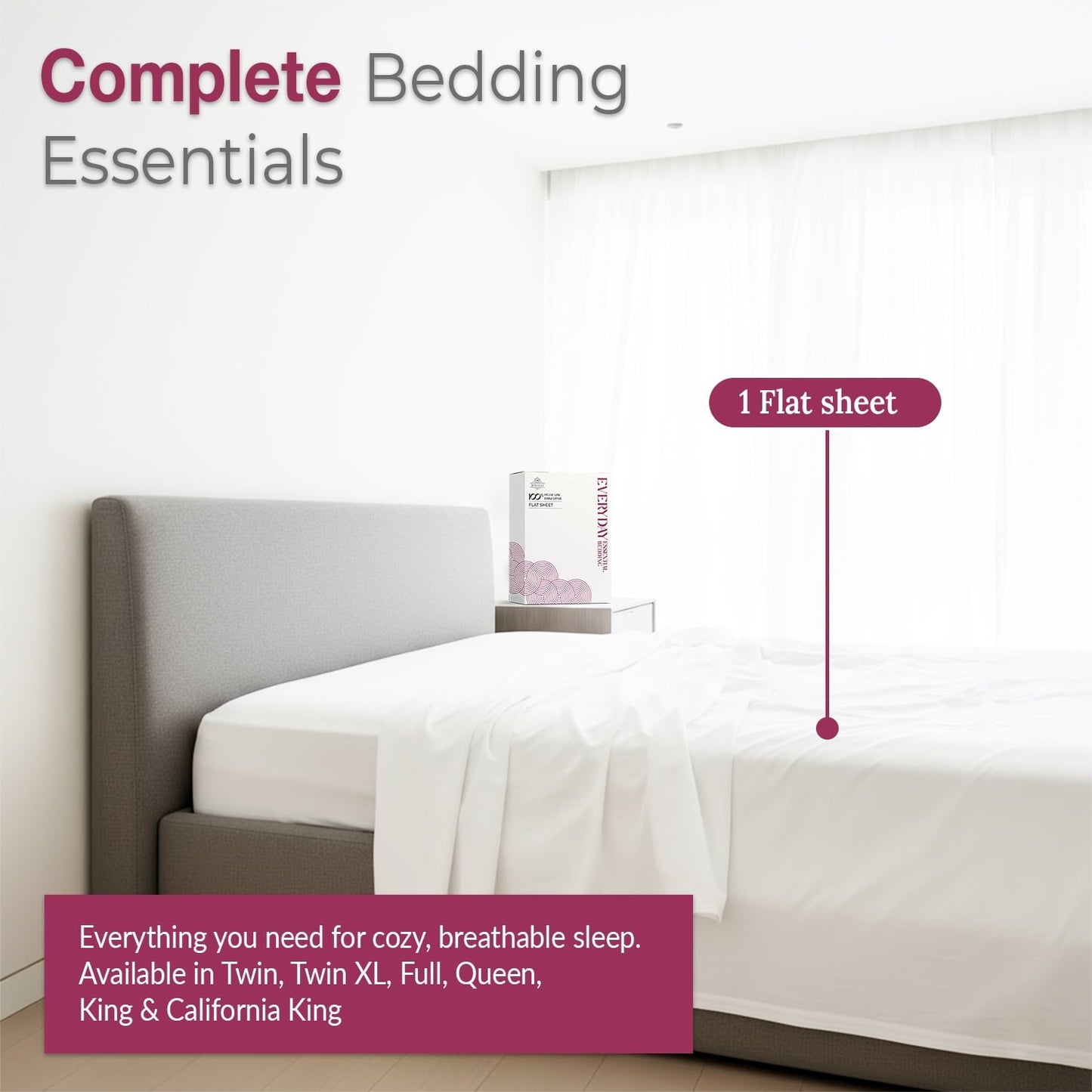 Ultra-Soft 100% Organic Cotton Percale Flat Sheet Twin Size - 1 PC Flat Sheet, White - Crisp, Cool and Strong Bed Linen, Top She... - Premium Ultra-Soft Pillowcase Pair for Sleeping Detail