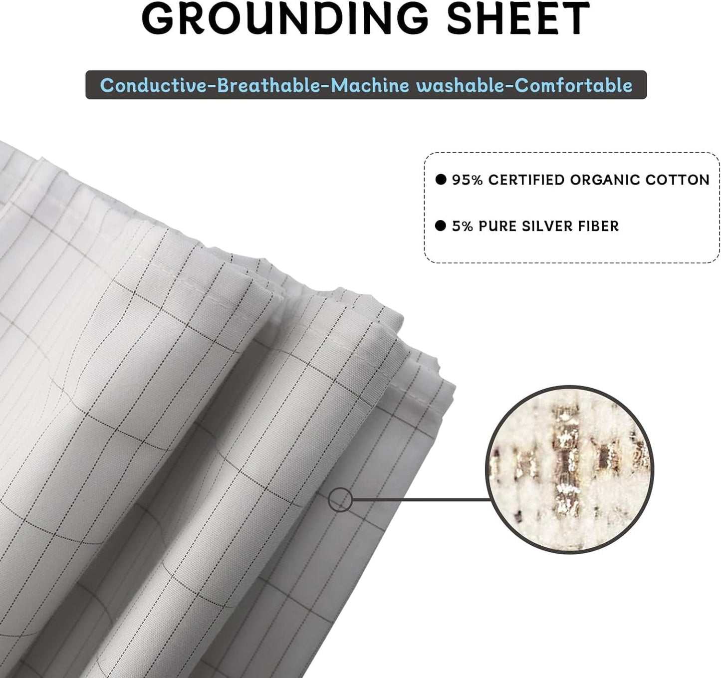 Ultra-Soft Grounding Sheets 39 * 75 inch, Conductive Grounding Sheets with Grounding Cord, Grounding Sheets for Earth with Silve... - Premium Ultra-Soft Pillowcase Pair for Sleeping Detail