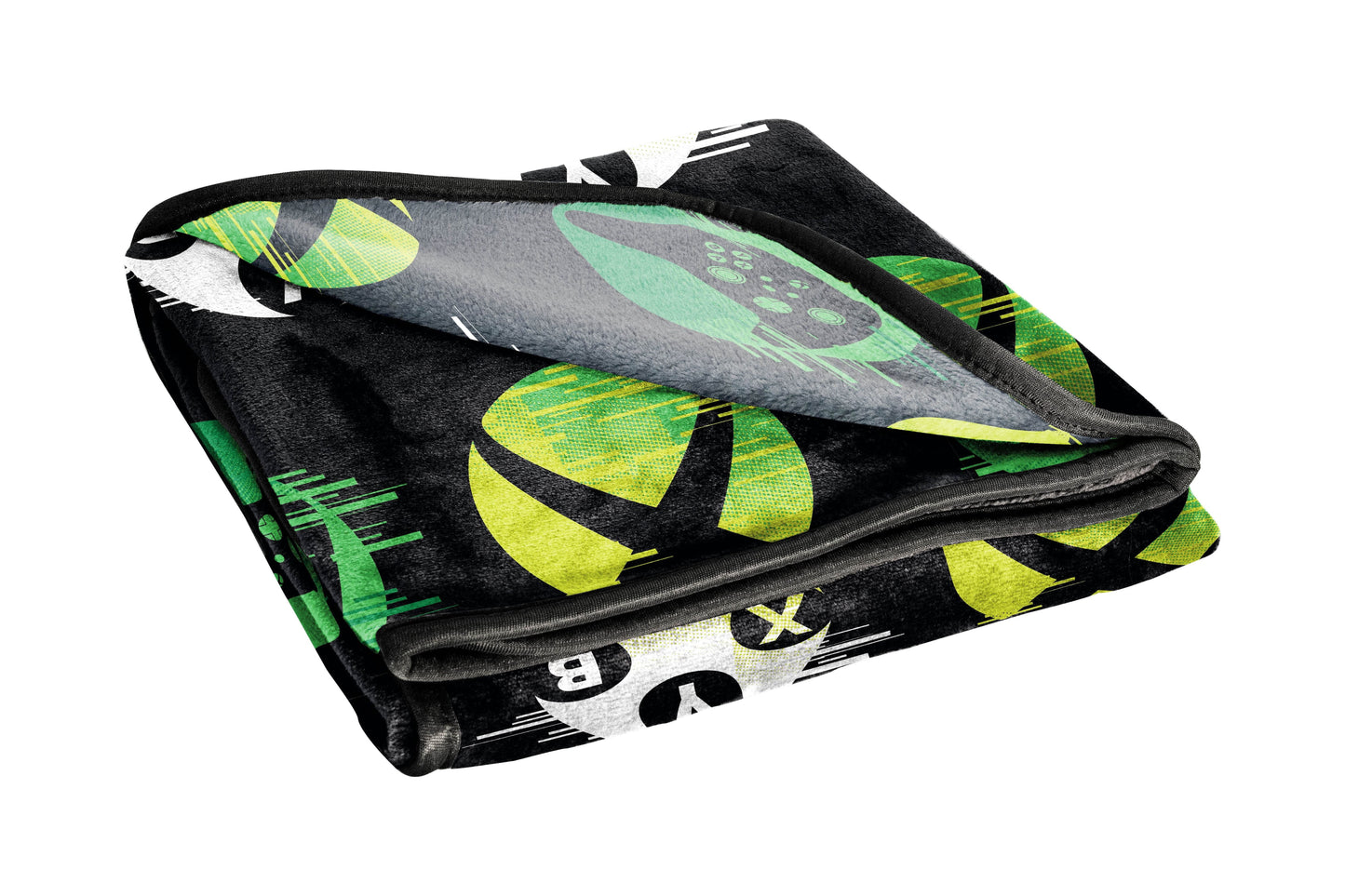 Decorative Knitted Head Glow In The Dark Kids Throw Blanket, 46 x 60, Microfiber, Black - Super Soft Reversible Sherpa Flannel Blanket Detail