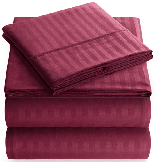Breathable Luxury Bedding Set with Flat Sheet, Fitted Bed Sheet & Pillowcases, Full Burgundy - Breathable Egyptian Cotton Flat & Fitted Sheets - Default Title
