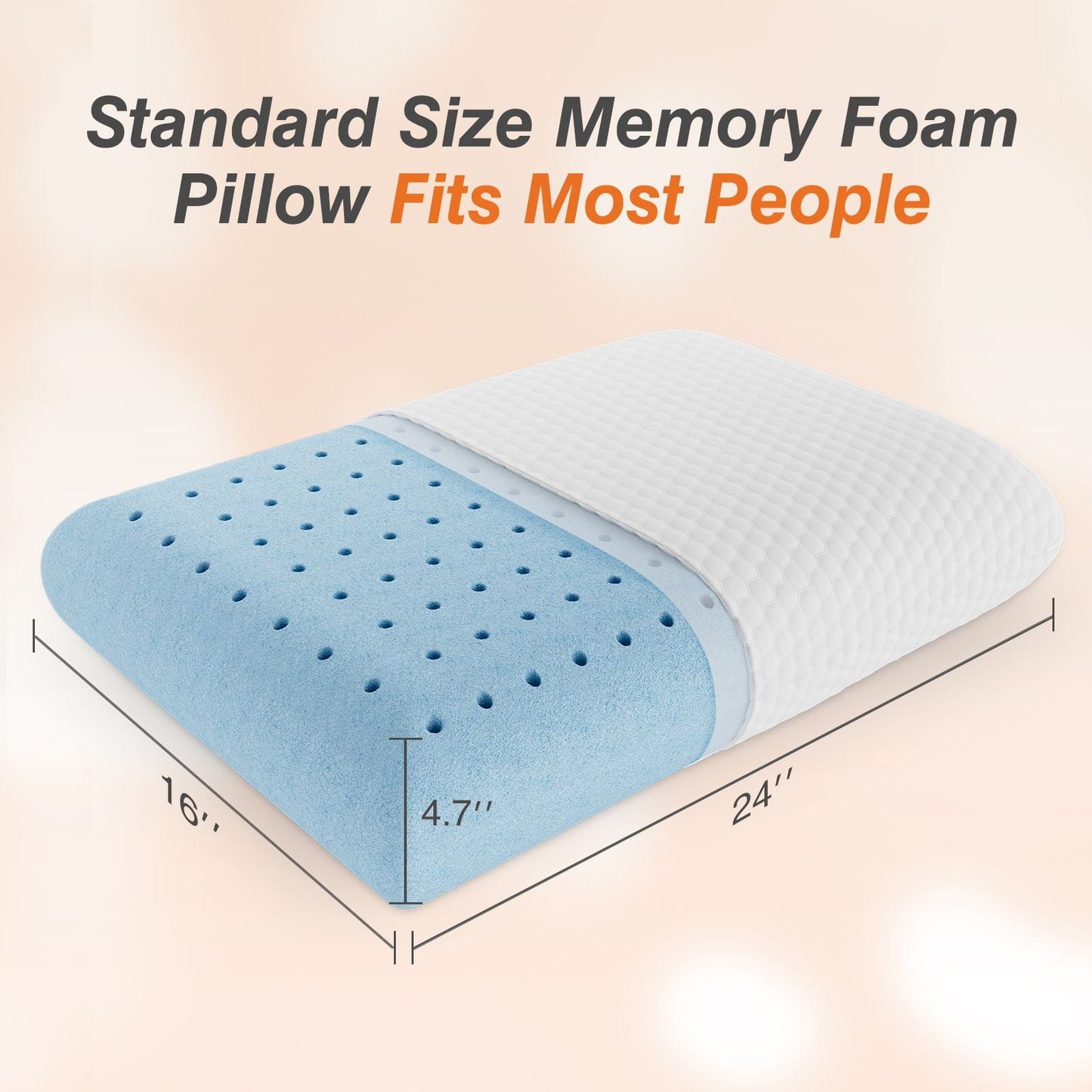Hotel Collection Memory Foam Pillow, Standard Size Pillows for Sleeping, Bed Pillow Soft and Comfortable, 1 Pack - Hotel Quality Plush Sleeping Pillows Detail