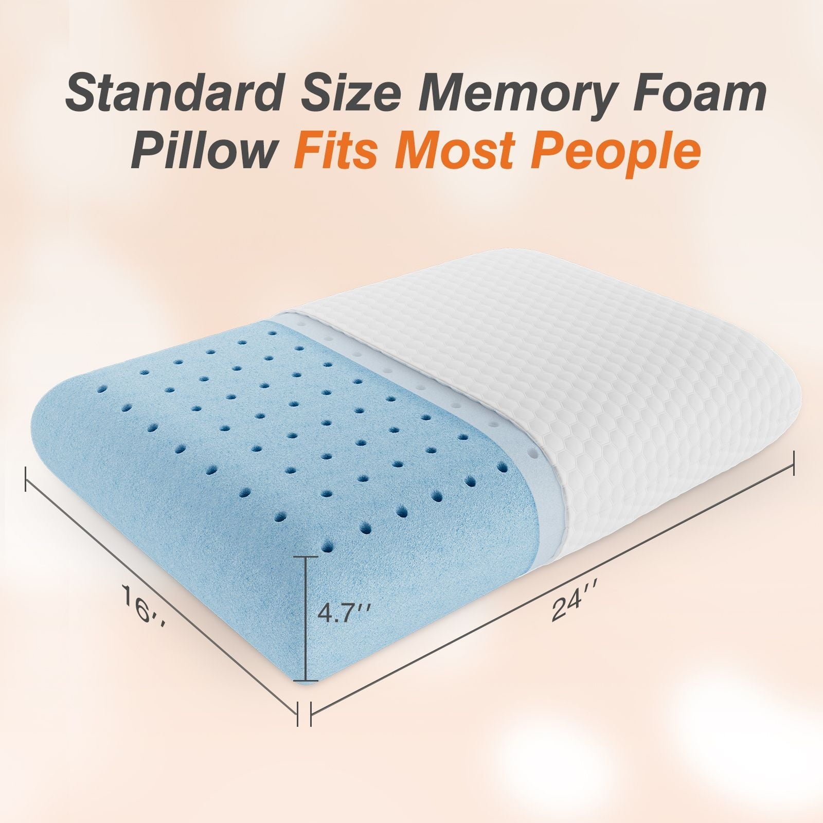 Hotel Collection Memory Foam Pillow, Standard Size Pillows for Sleeping, Bed Pillow Soft and Comfortable, 1 Pack - Hotel Quality Plush Sleeping Pillows Detail