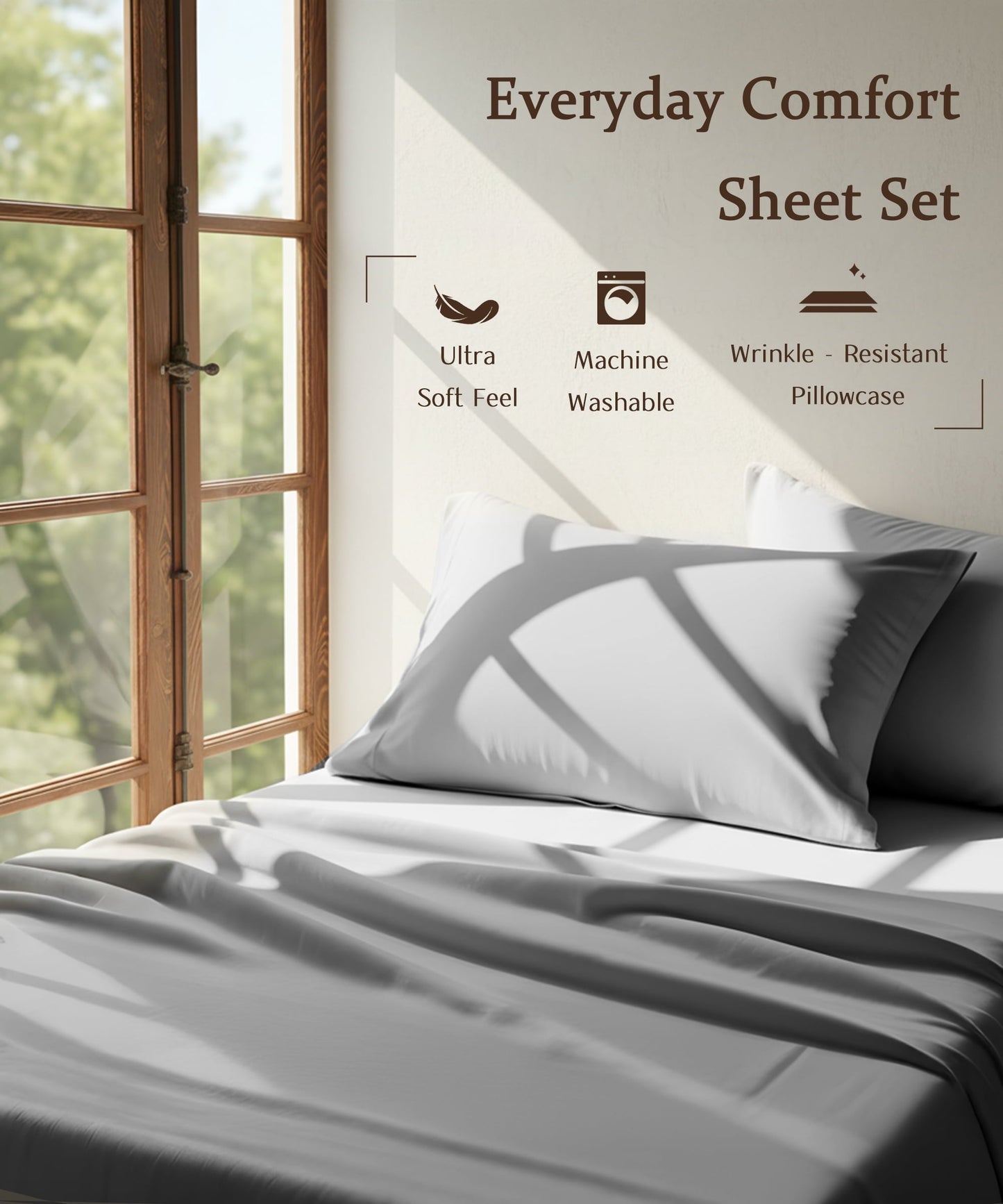Cooling Sateen Full Size 4 Piece Sheet Set, Comfy Breathable Cooling Bed Sheets Set, Hotel Luxury Bedding, Deep Pockets, Ultra-Soft,... - Breathable Egyptian Cotton Flat & Fitted Sheets Detail