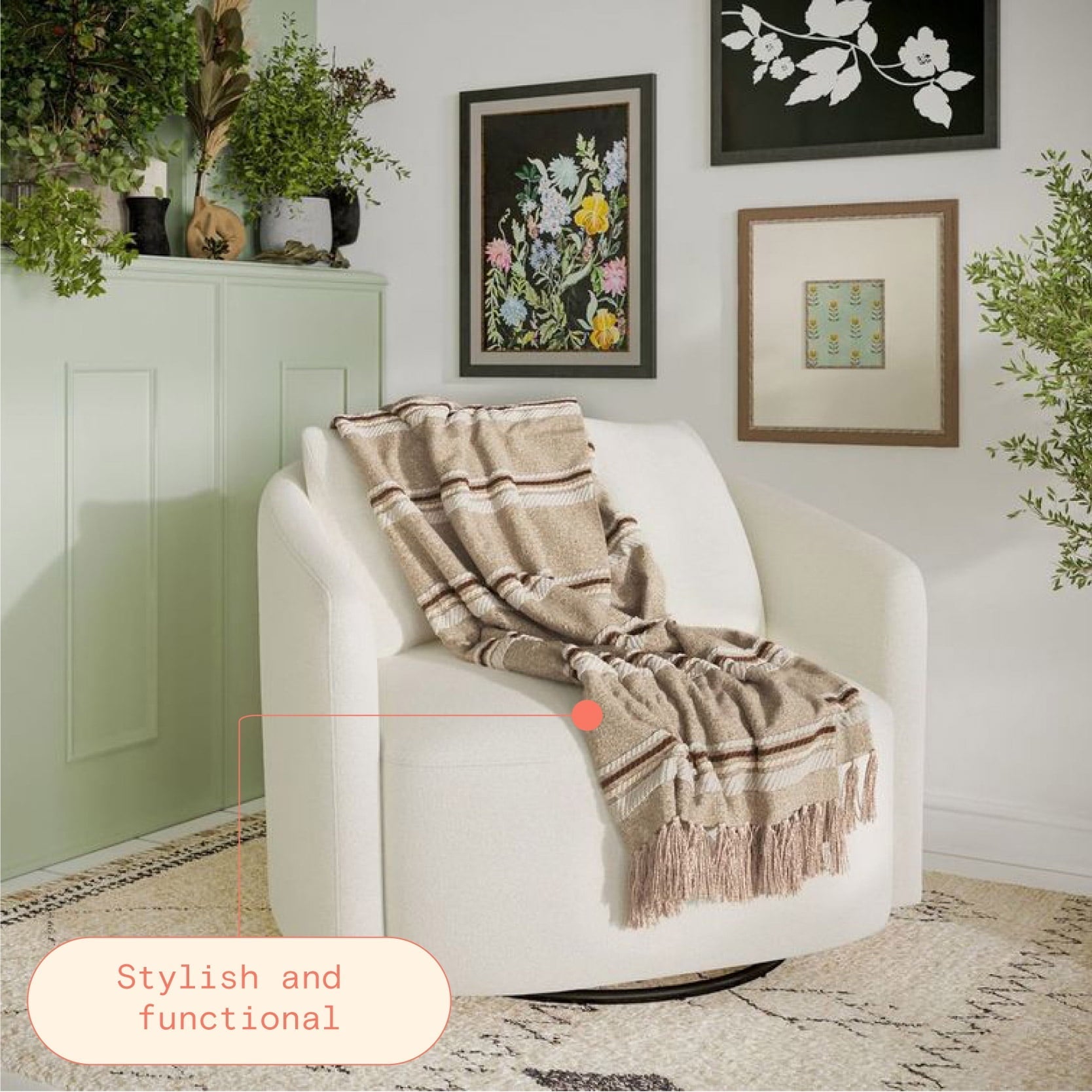 Super Soft Flannel 60" x 50" Cozy Striped Porcini Chenille Throw - Lightweight Plush Warm Blanket for All Seasons Detail