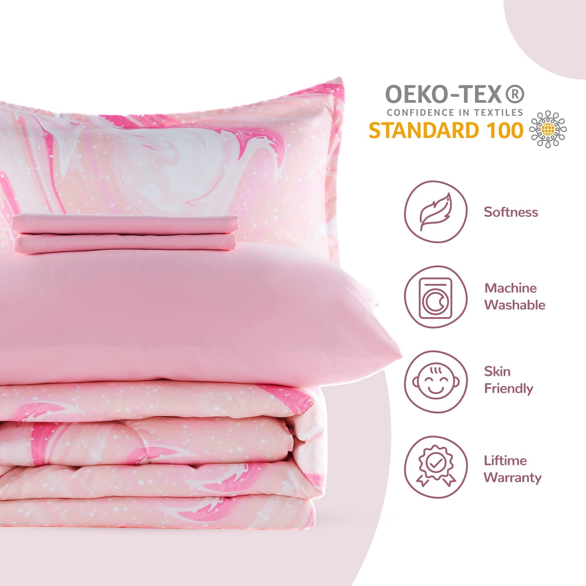 All-Season Kids Twin Bedding Comforter Set - 5 Pieces Super Cute & Soft Bedding Sets & Collections with Comforter, Sheet, Pillow... - Cloud-Like Soft Lightweight Bed Comforter Detail
