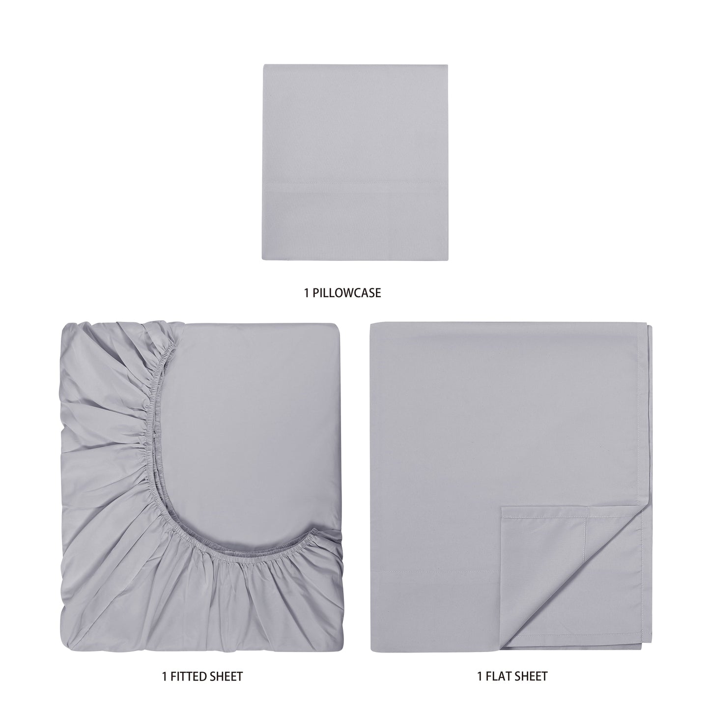 Breathable Luxury Kids Soft Microfiber Sheet Set, Gray, Twin, 3 Pieces - Luxury Bed Sheet Set with Deep Pockets Detail