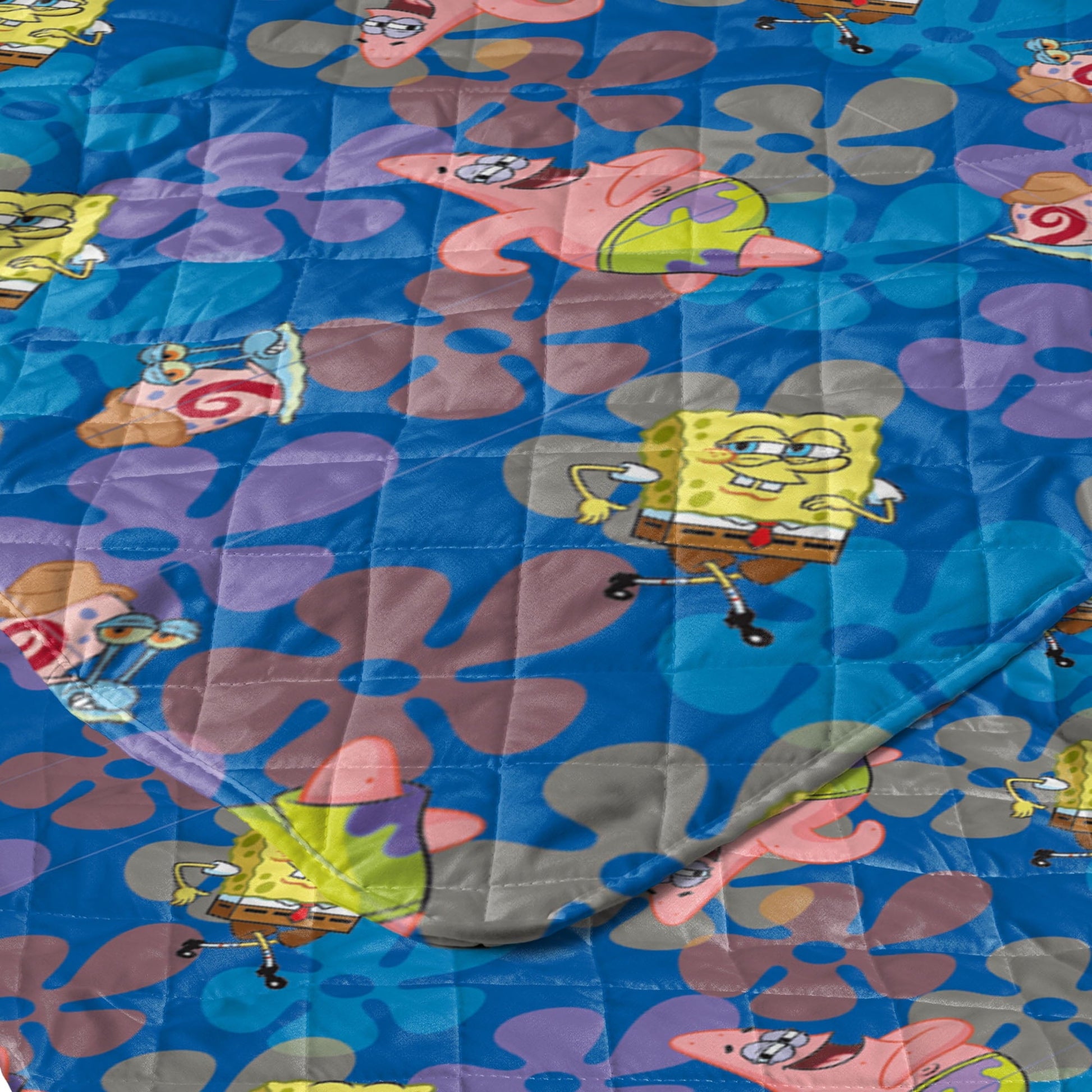 Super Soft Flannel Spongebob Tropical Waltz Quilted Throw Blanket 60x80 inches, Kids Character Bedding - Lightweight Plush Warm Blanket for All Seasons Detail