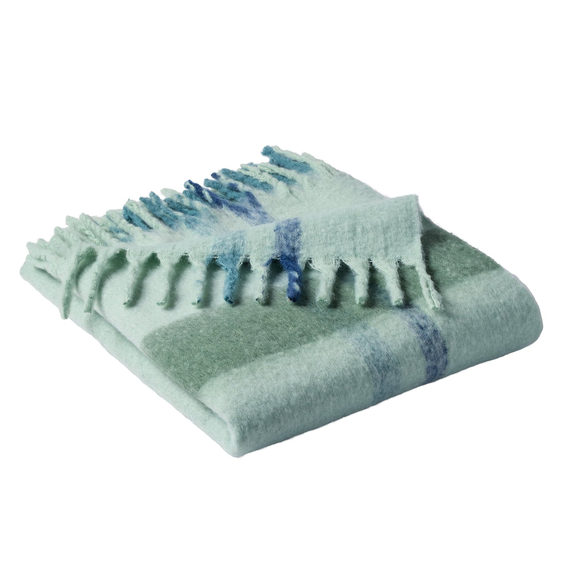 Reversible Sherpa Faux Mohair Cozy Couch Throw Blanket Green Plaid, 50x72" - Cozy Fleece Throw Blanket for Couch & Bed Detail