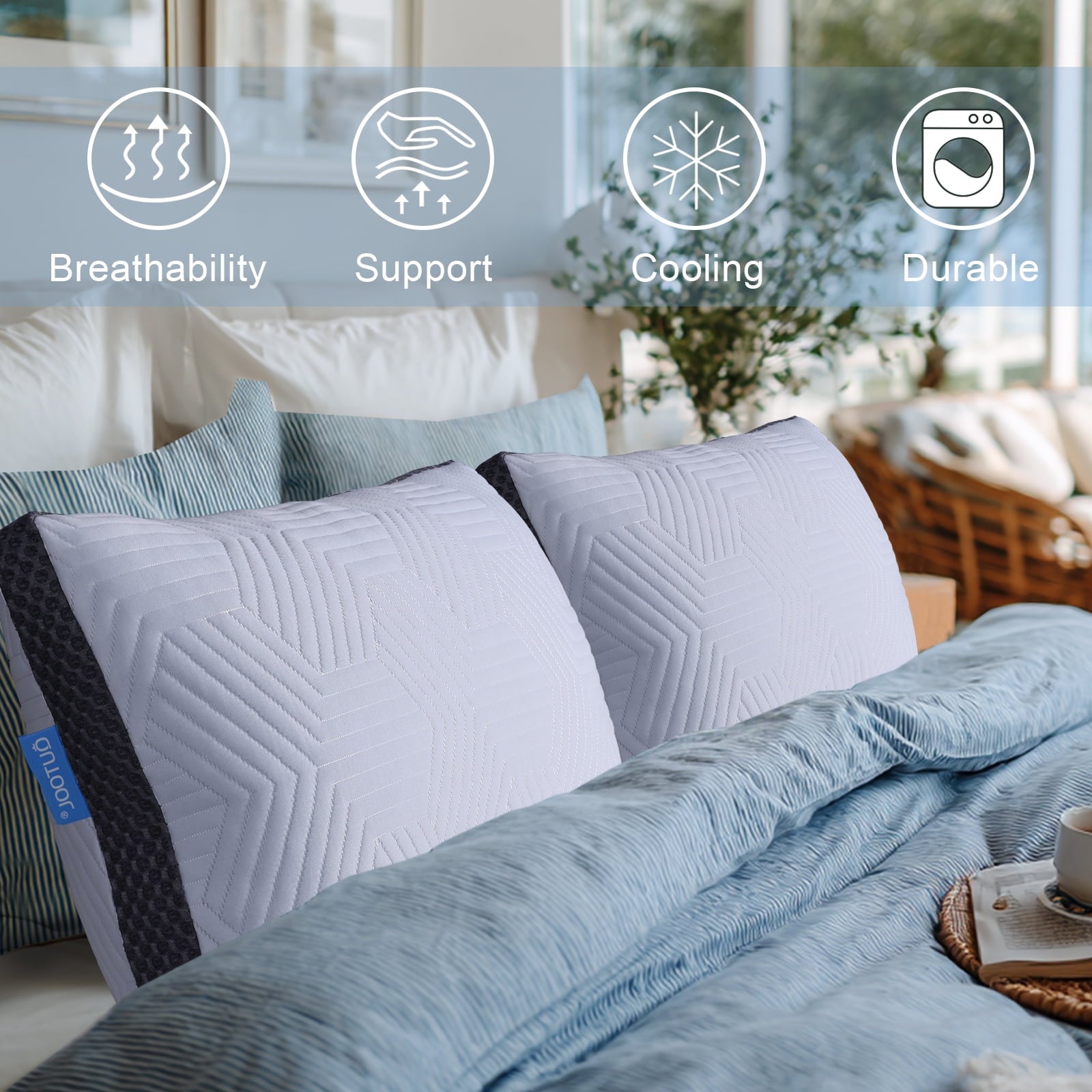 Fluffy Shredded Soft Bed Pillow, Shredded Memory Foam Pillow, Comfortable Sleeping Pillow, Standard Size, Affordable Everyday Use - Decorative Throw Pillow Cushion for Sofa & Bed Detail