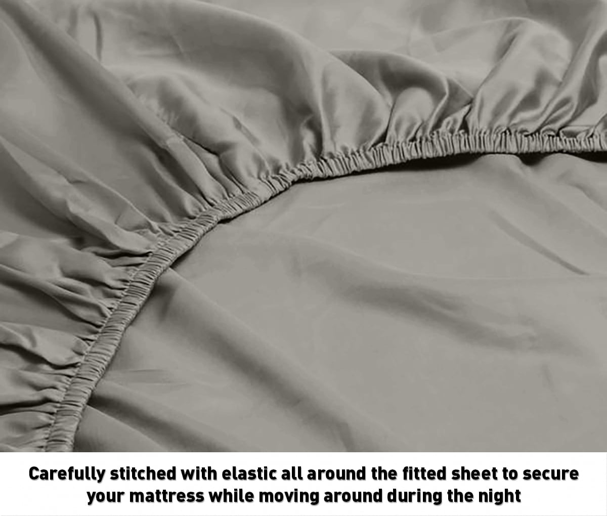 Breathable Luxury 600 100% Cotton Wrinkle Free Striped Sheet Set (Twin, Gray) - Premium Ultra-Soft Pillowcase Pair for Sleeping Detail