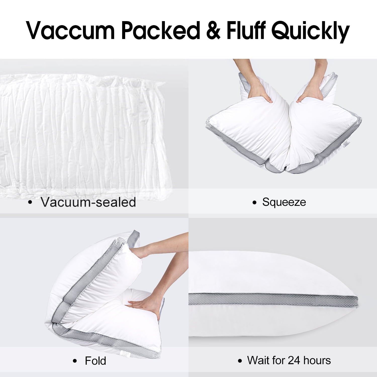 Decorative Plump Down Alternative Bed Pillow with Cotton Cover and Gusset, 2 Pack, Queen, 20"x26" - Decorative Throw Pillow Cushion for Sofa & Bed Detail