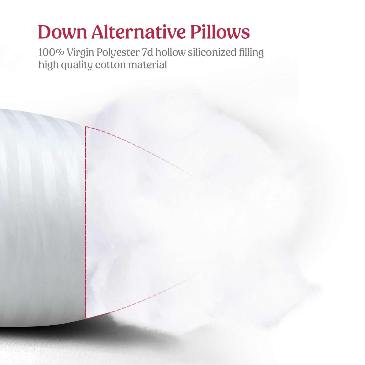 Hotel Collection King Bed Pillows Set of 2- Comfortable Breathable Bed Pillows for Sleeping (White, 20x36) - Orthopedic Shredded Foam Bed Pillow Set Detail