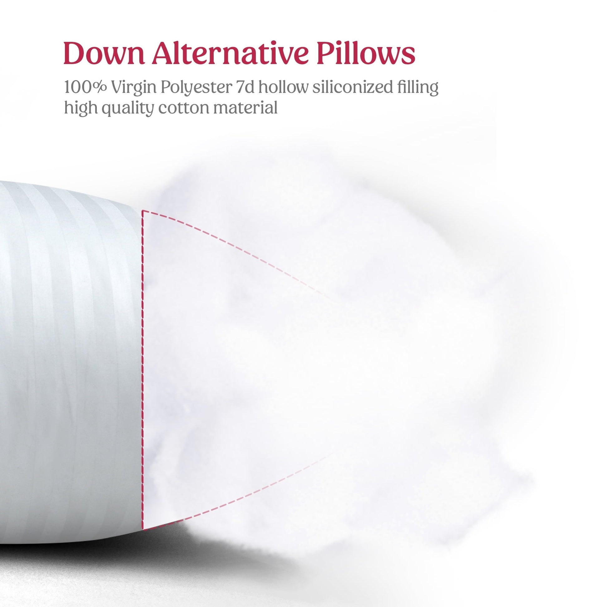Hotel Collection King Bed Pillows Set of 2- Comfortable Breathable Bed Pillows for Sleeping (White, 20x36) - Orthopedic Shredded Foam Bed Pillow Set Detail