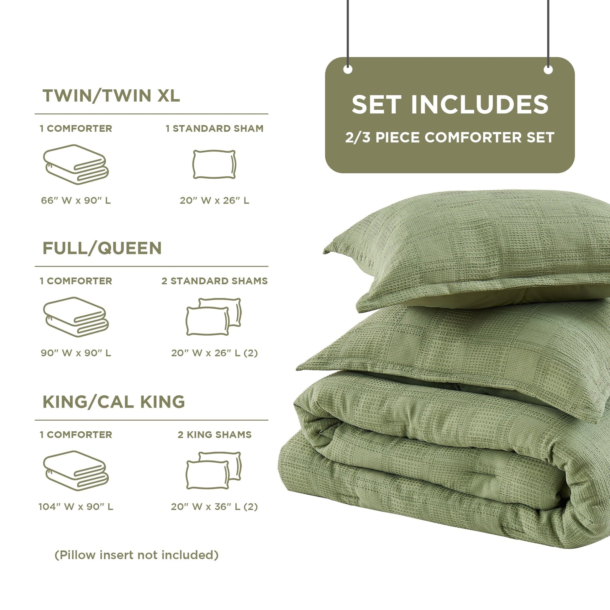 Heavyweight Warmth Waffle Weave Comforter Set Full/Queen Size, Lightweight & Breathable Comforter Bet Set for All Season, 3-Piece Textur... - Luxurious Quilted Duvet Cover Set Detail