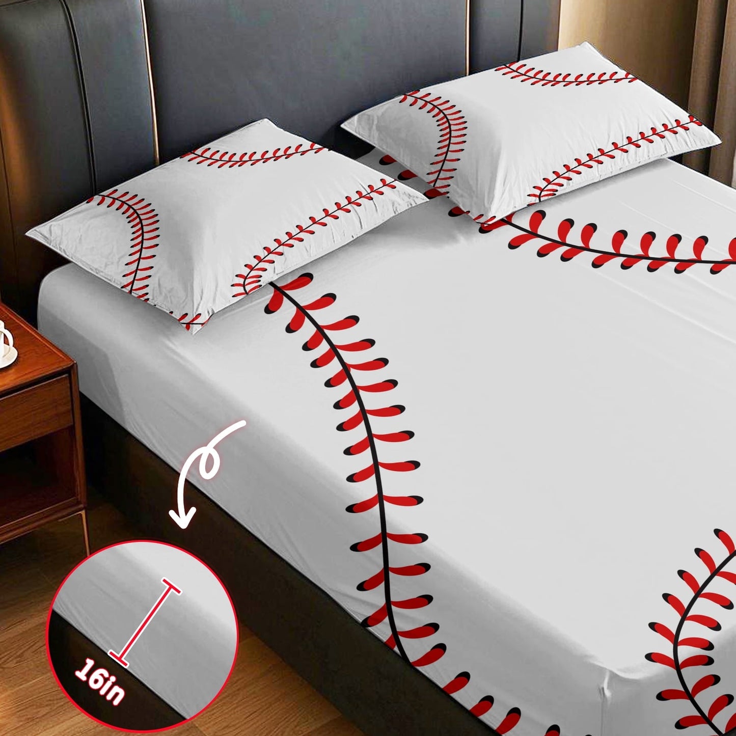 Premium Egyptian Cotton Baseball Sheet Set Sports Theme Bedding Set for Kids 3D Baseball Pattern Bed Sheets Baseball Games Bed Sheet Set Room... - Premium Ultra-Soft Pillowcase Pair for Sleeping Detail